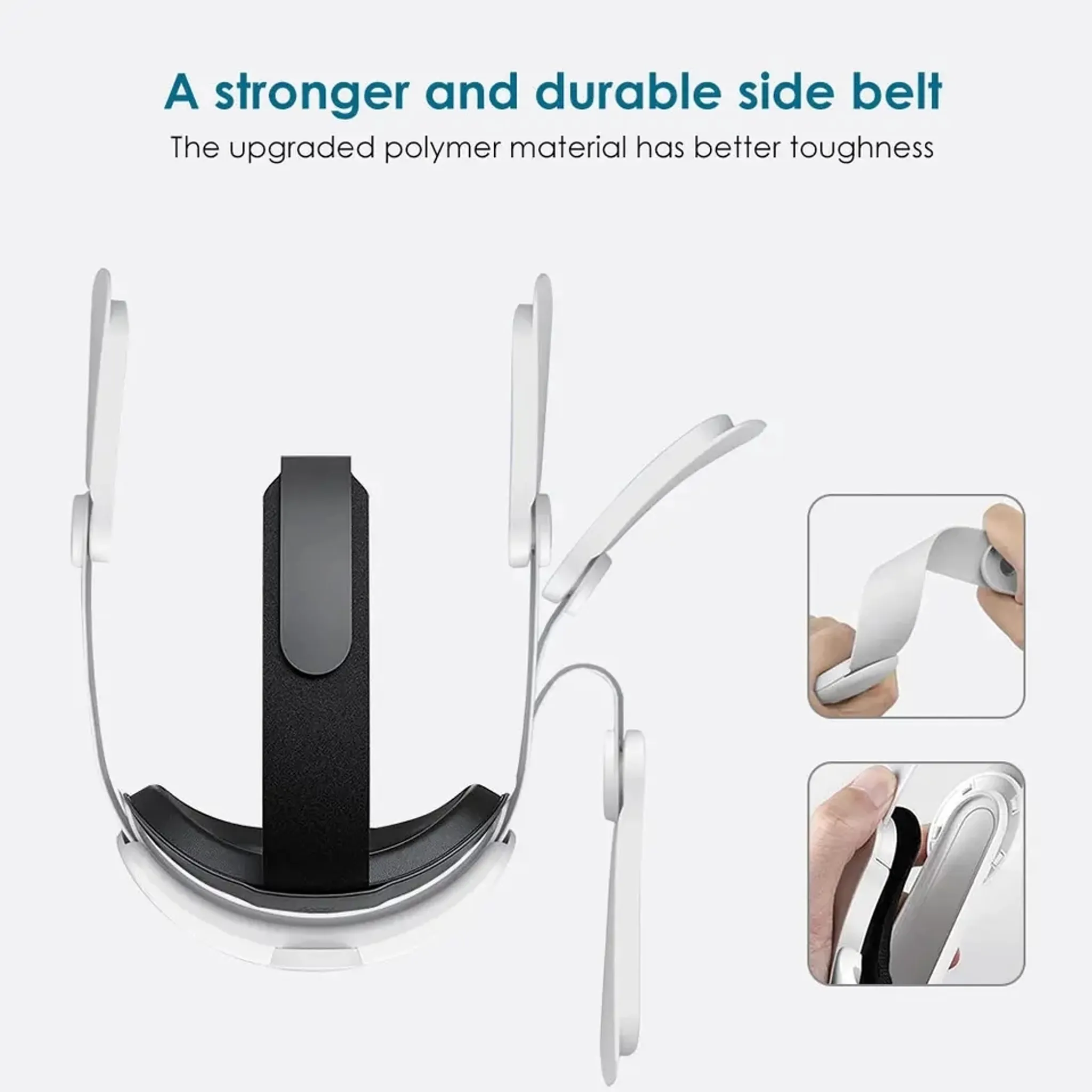 Langlebiger VR-Headset-Seitenriemen mit flexibler Polymer-Materialkonstruktion.