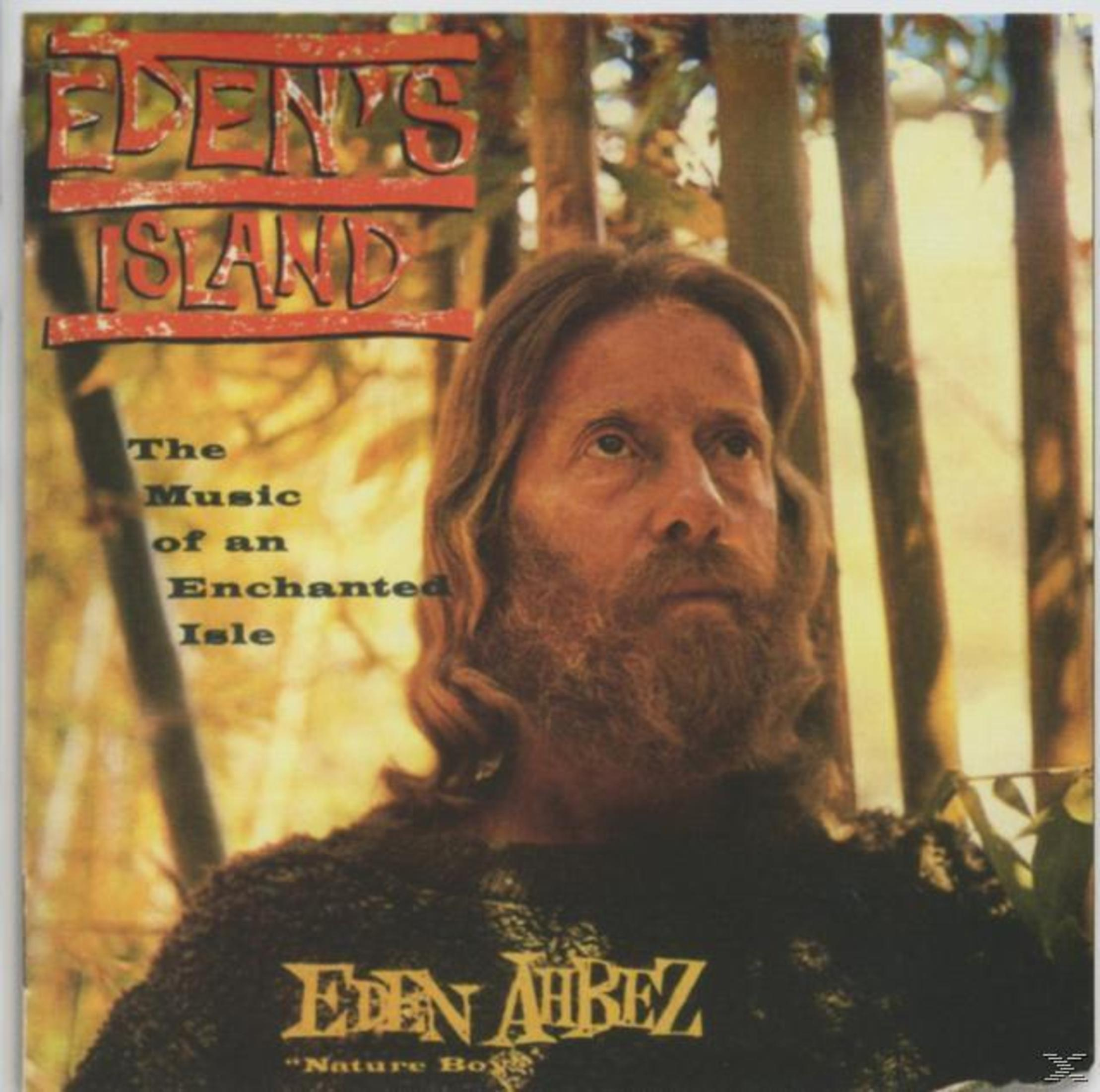 Albumcover mit Eden Ahbez mit langen Haaren und Bart inmitten von Bambusrohren und Albumtitel.