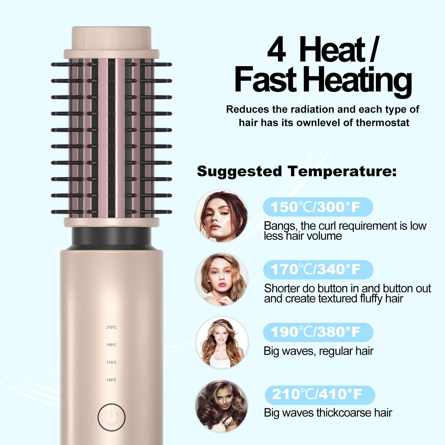Haarstylingbürste mit Temperaturregelung und Anleitung.