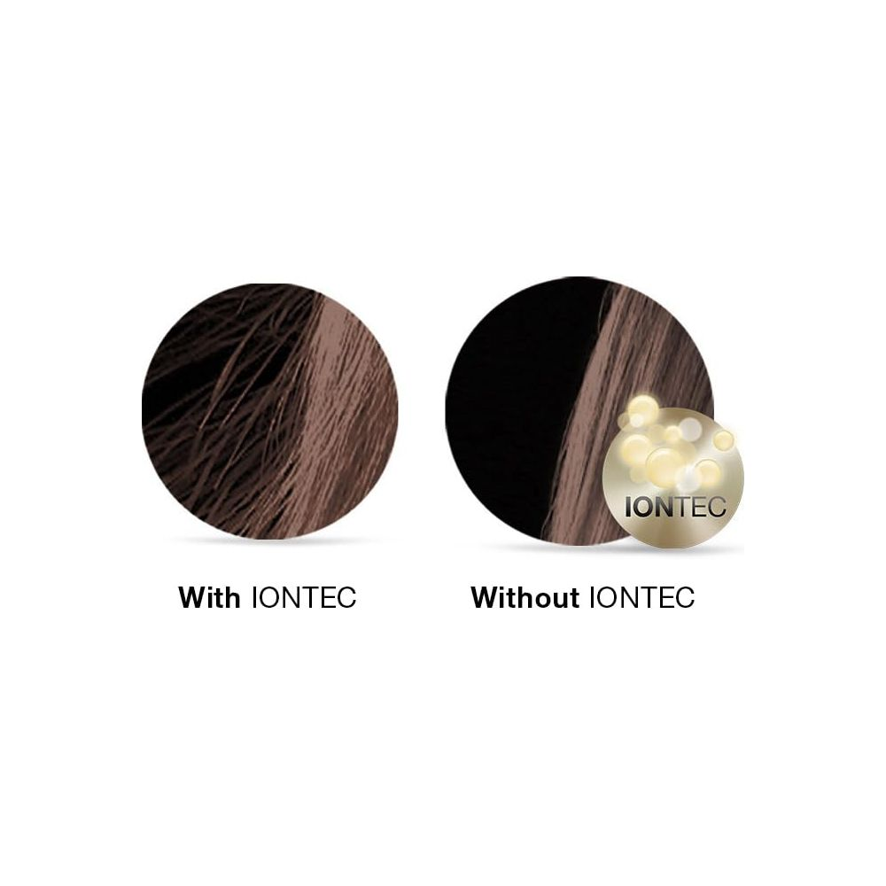 Confronto di capelli con IONTEC (liscio) e senza IONTEC (crespo).