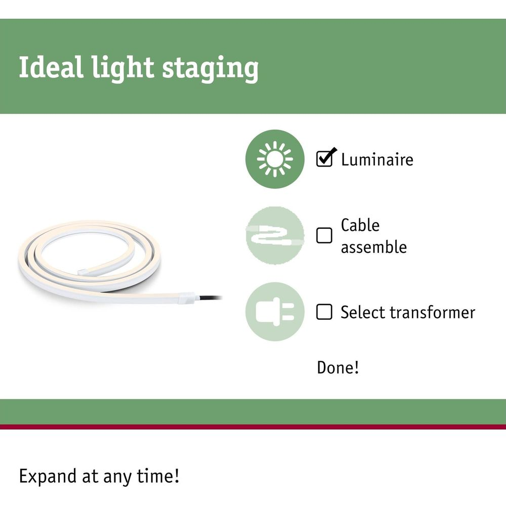 Anleitung zur Installation einer LED-Leiste mit drei Schritten und coiled LED-Strip.