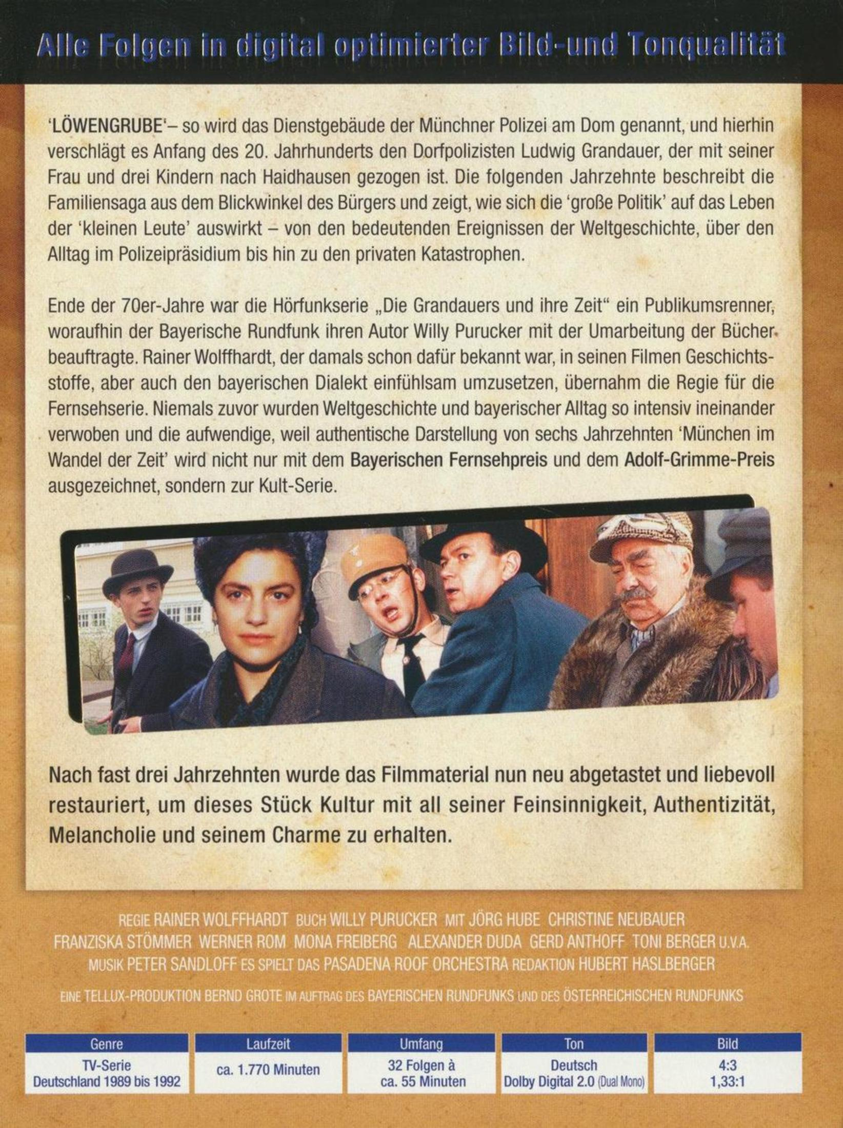 DVD-Cover mit Text, einer Filmszene von historischen Charakteren und technischen Details unten.