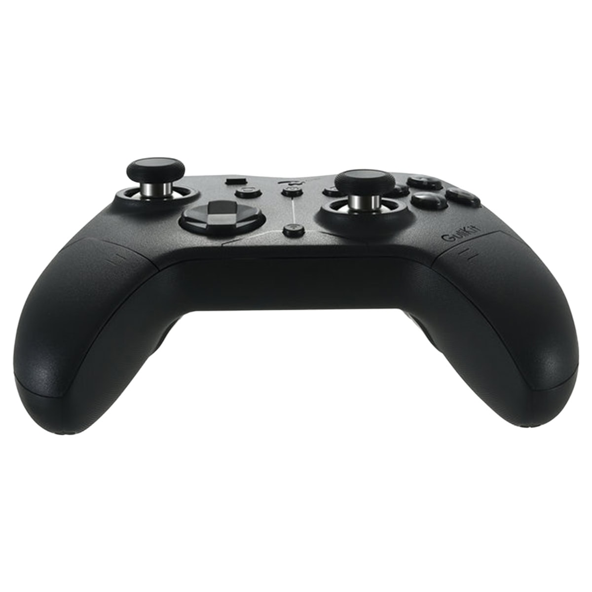 Beyaz arka planda çift joystick, yön tuşu ve eylem düğmelerine sahip siyah bir video oyun kumandası.