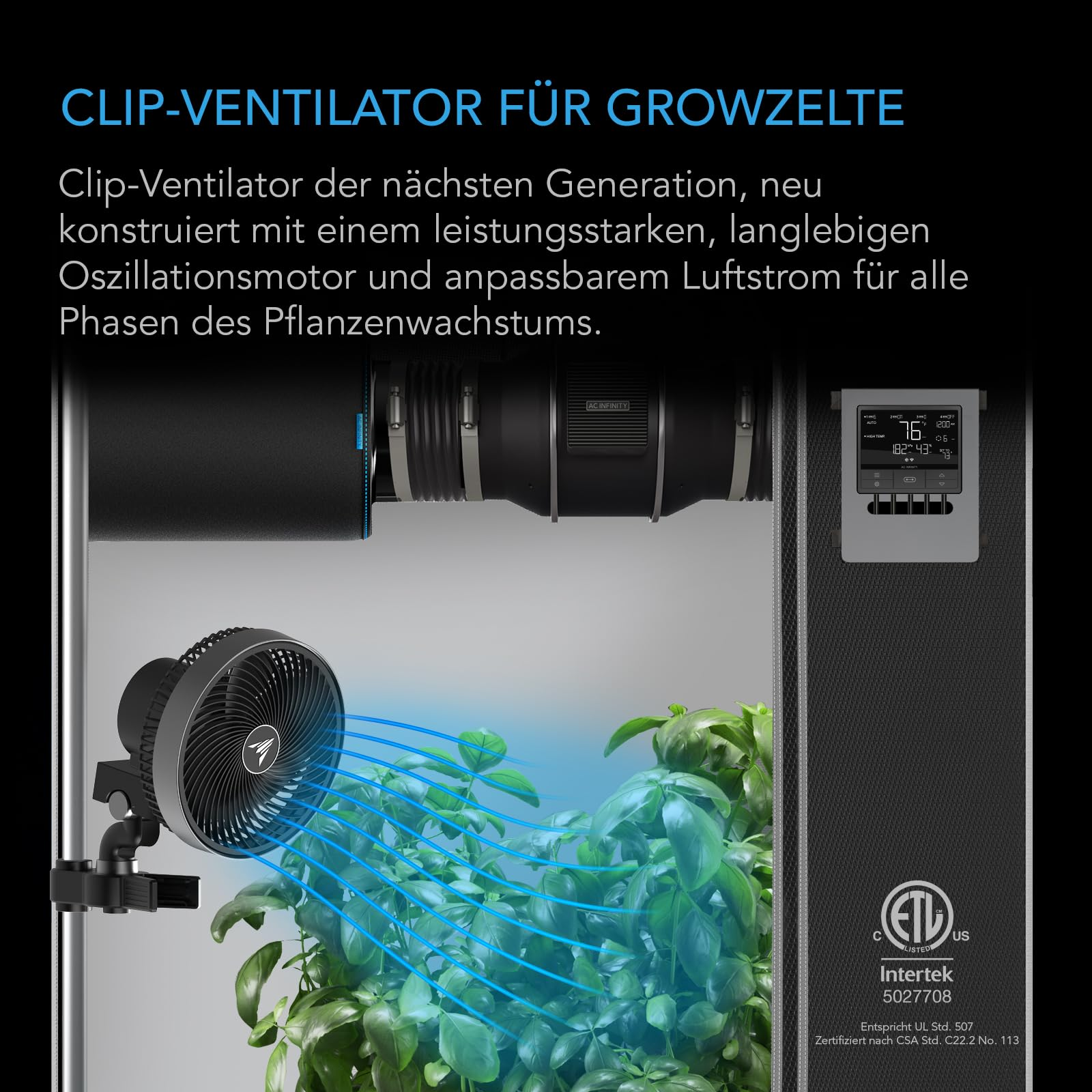 AC INFINITY CLOUDRAY S6 Ventilator Schwarz 