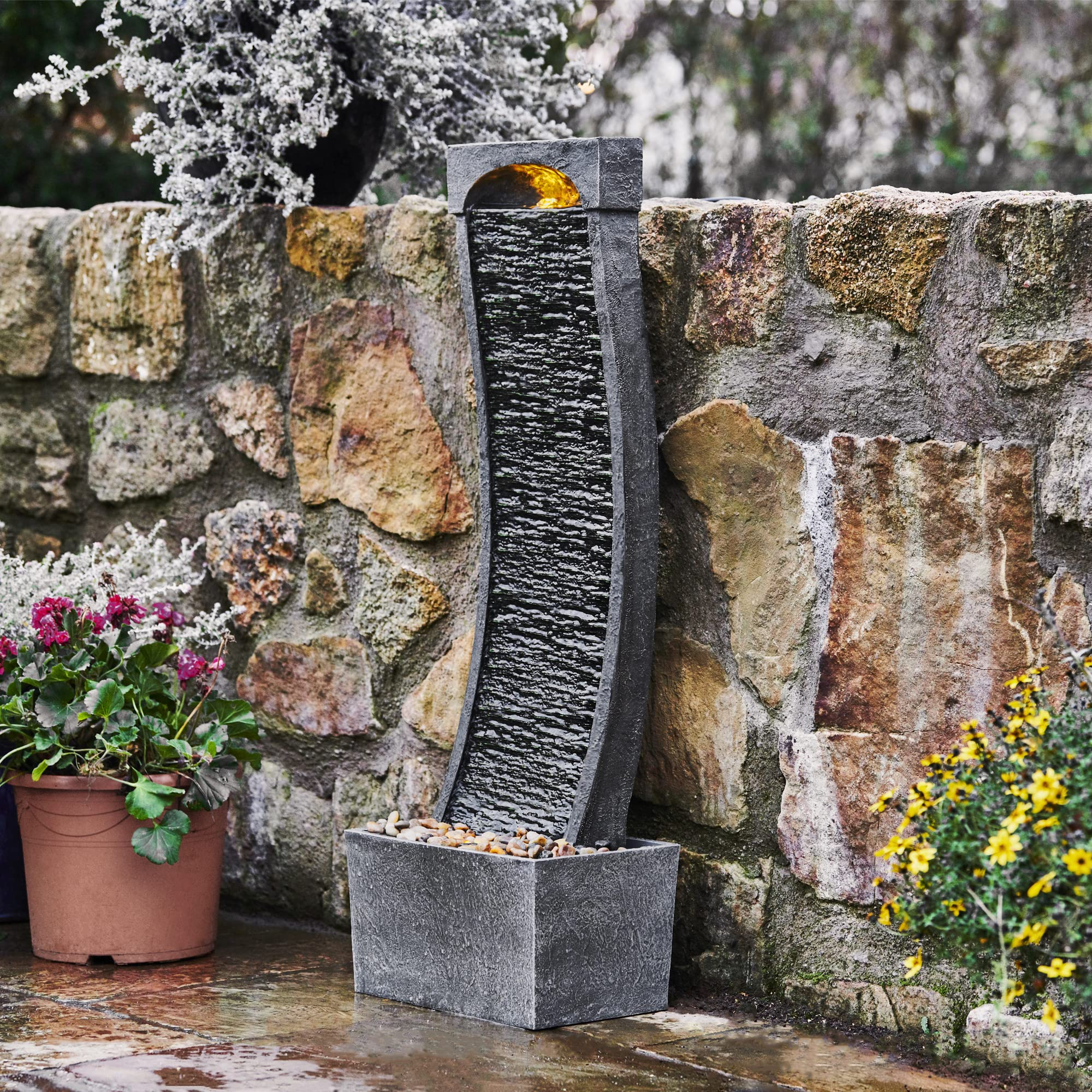 TEAMSON RJ-19048-EU avec cascade et LED, 98 cm Fontaine de jardin