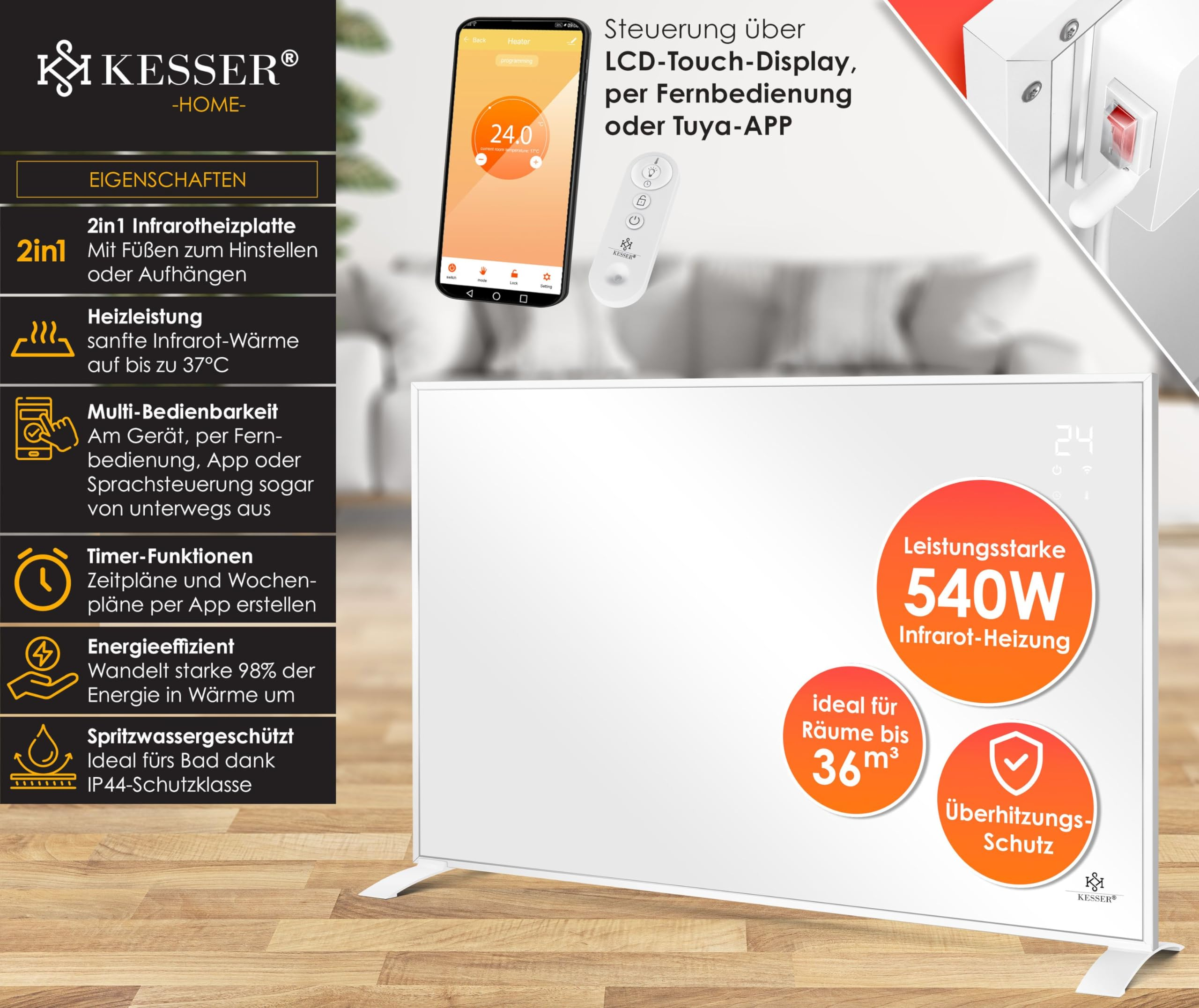 KESSER 540W Riscaldatore a infrarossi (540 W)