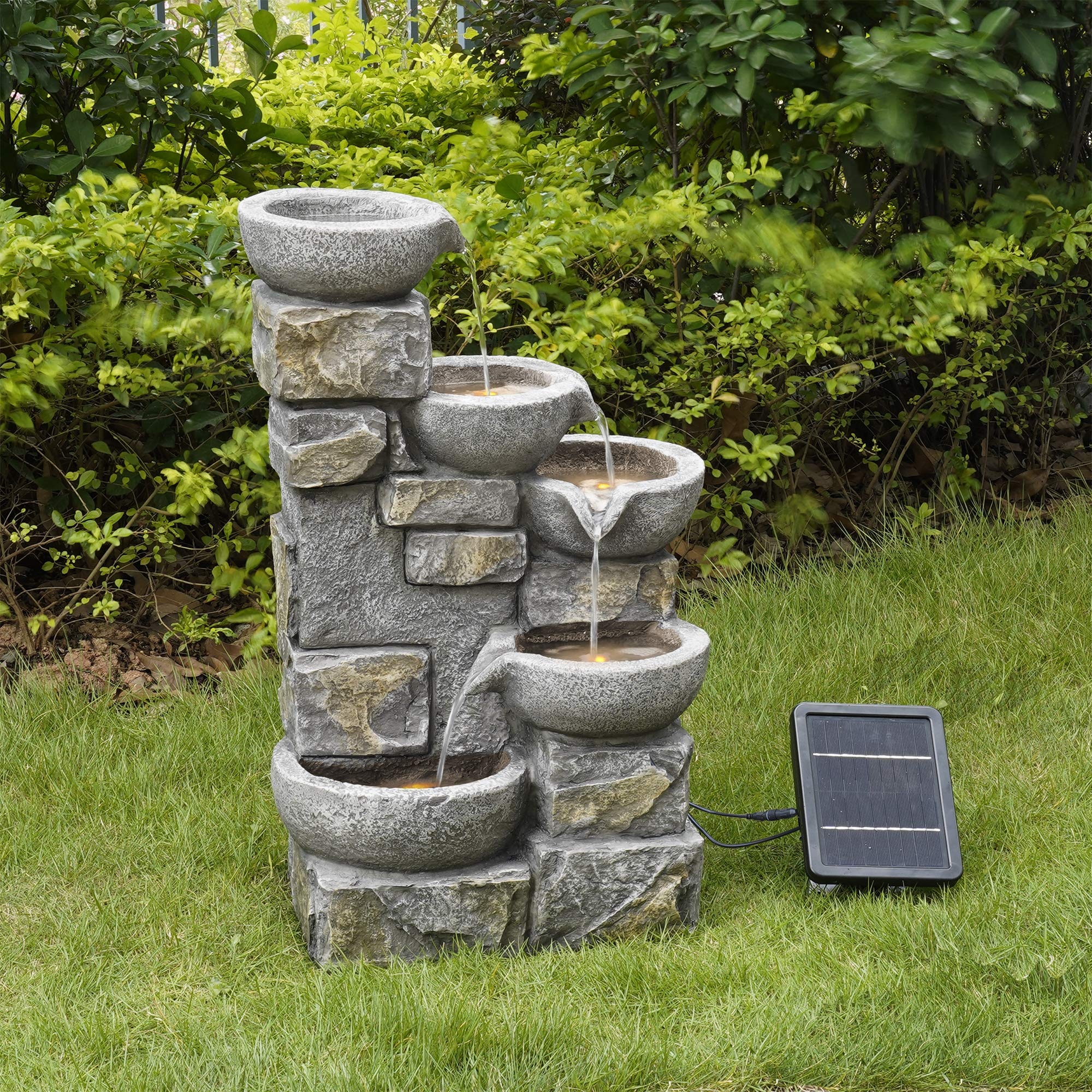 TEAMSON solaire PT-SF0003, 4 niveaux avec LED Fontaine de jardin