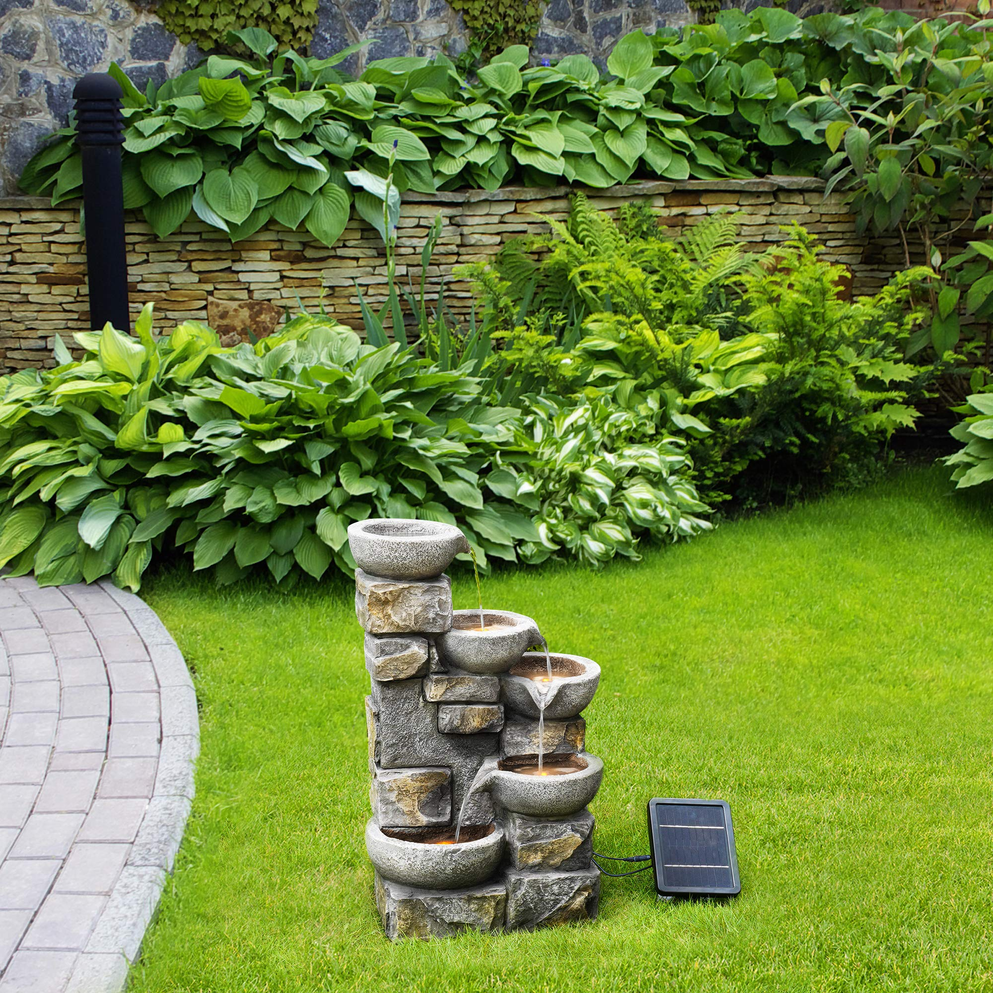 TEAMSON solaire PT-SF0003, 4 niveaux avec LED Fontaine de jardin