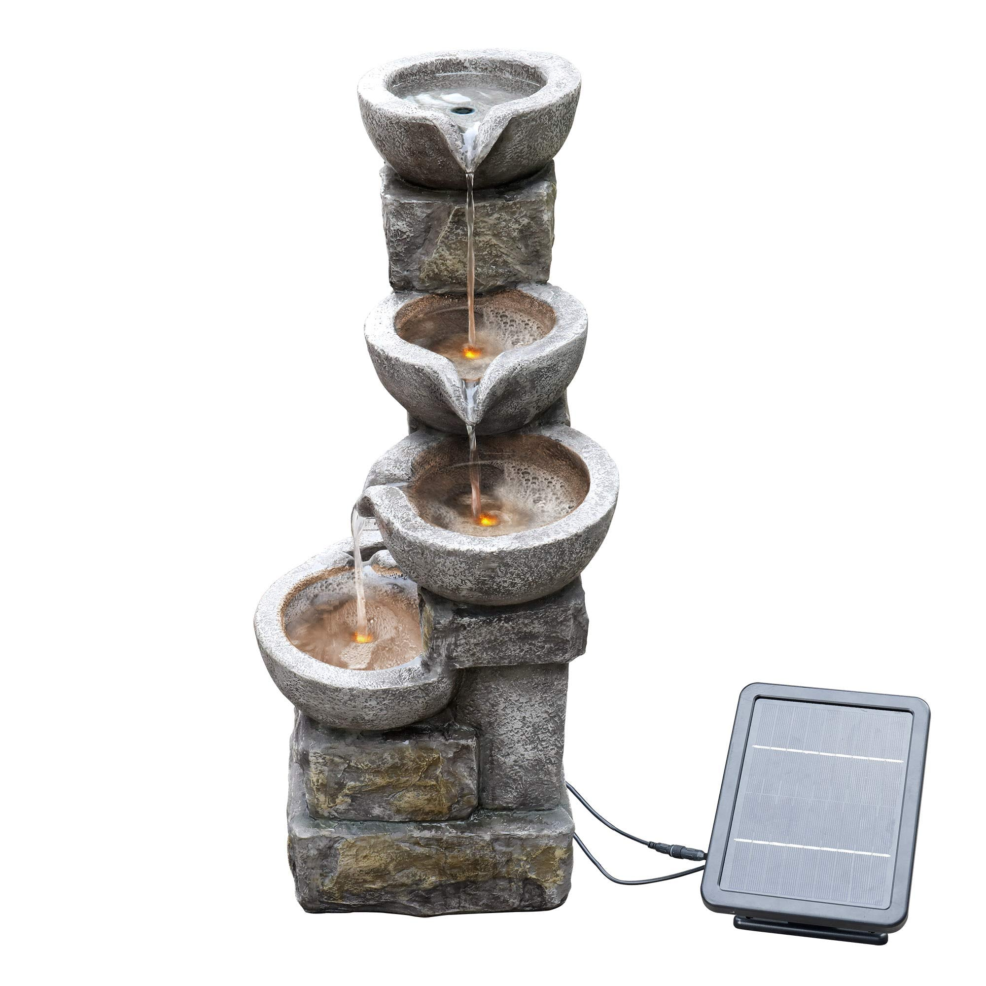 TEAMSON solaire PT-SF0003, 4 niveaux avec LED Fontaine de jardin