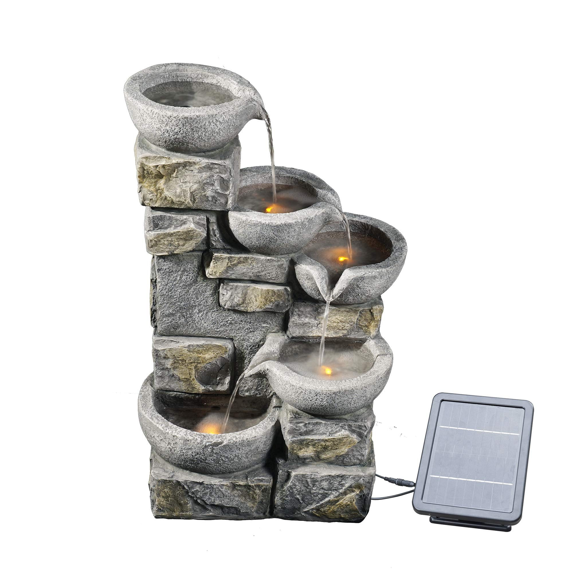 TEAMSON solaire PT-SF0003, 4 niveaux avec LED Fontaine de jardin