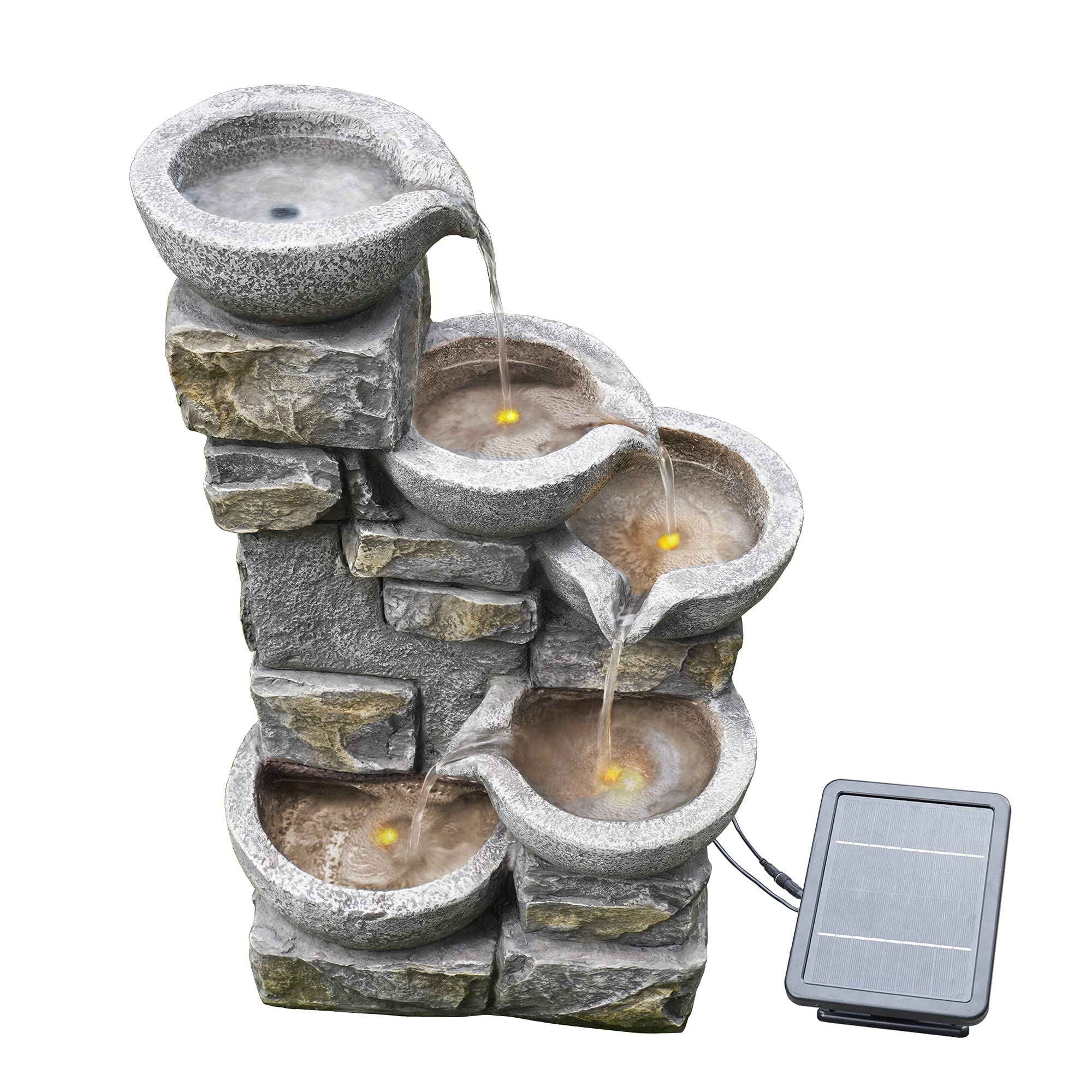 TEAMSON solaire PT-SF0003, 4 niveaux avec LED Fontaine de jardin