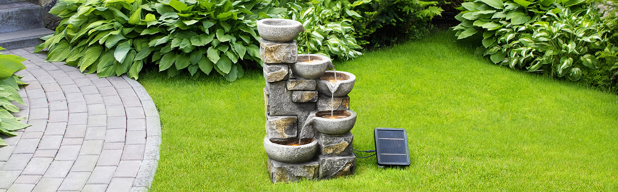 TEAMSON solaire PT-SF0003, 4 niveaux avec LED Fontaine de jardin
