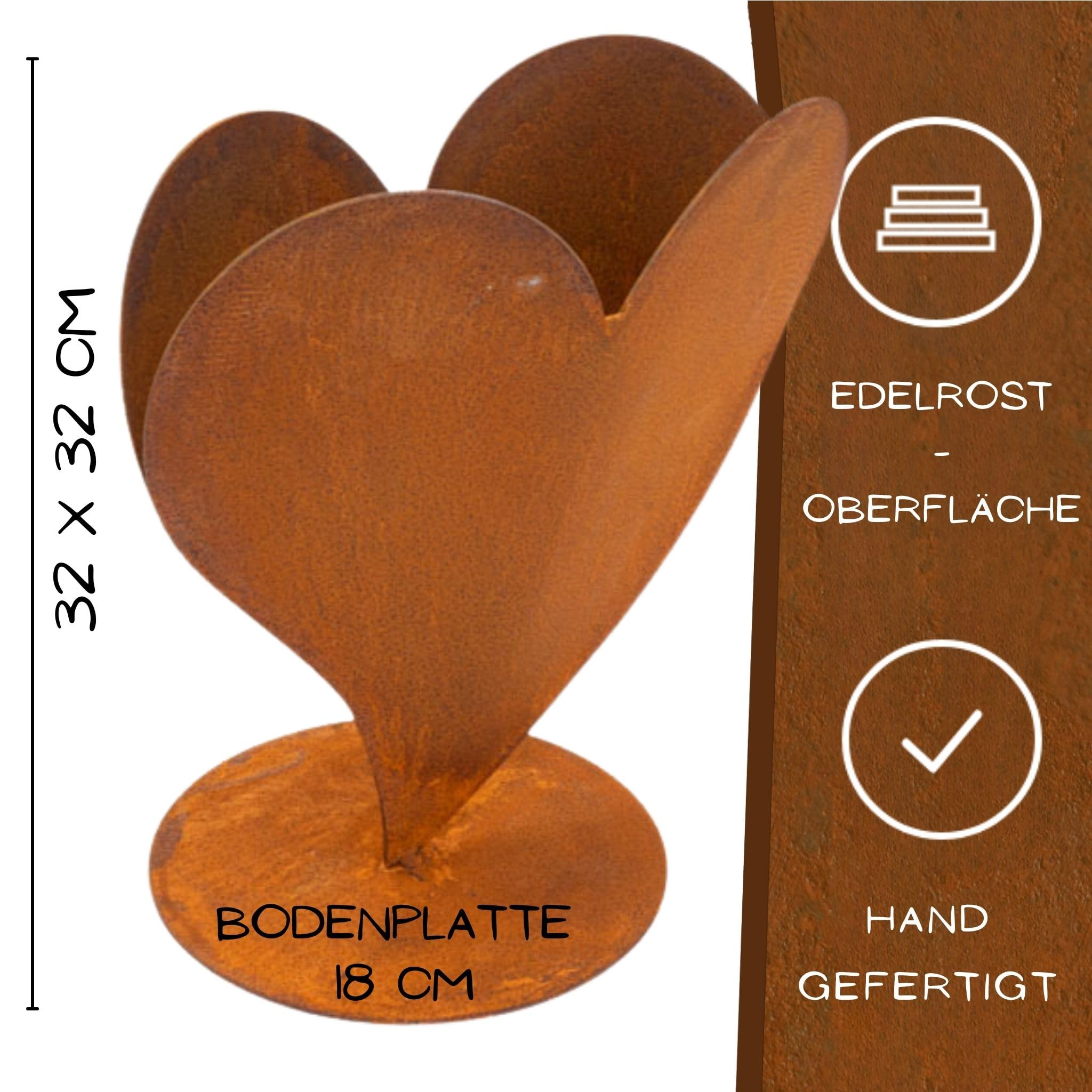 ROSTI Cœur décoratif en acier Corten aspect noble 32 cm Décoration de jardin
