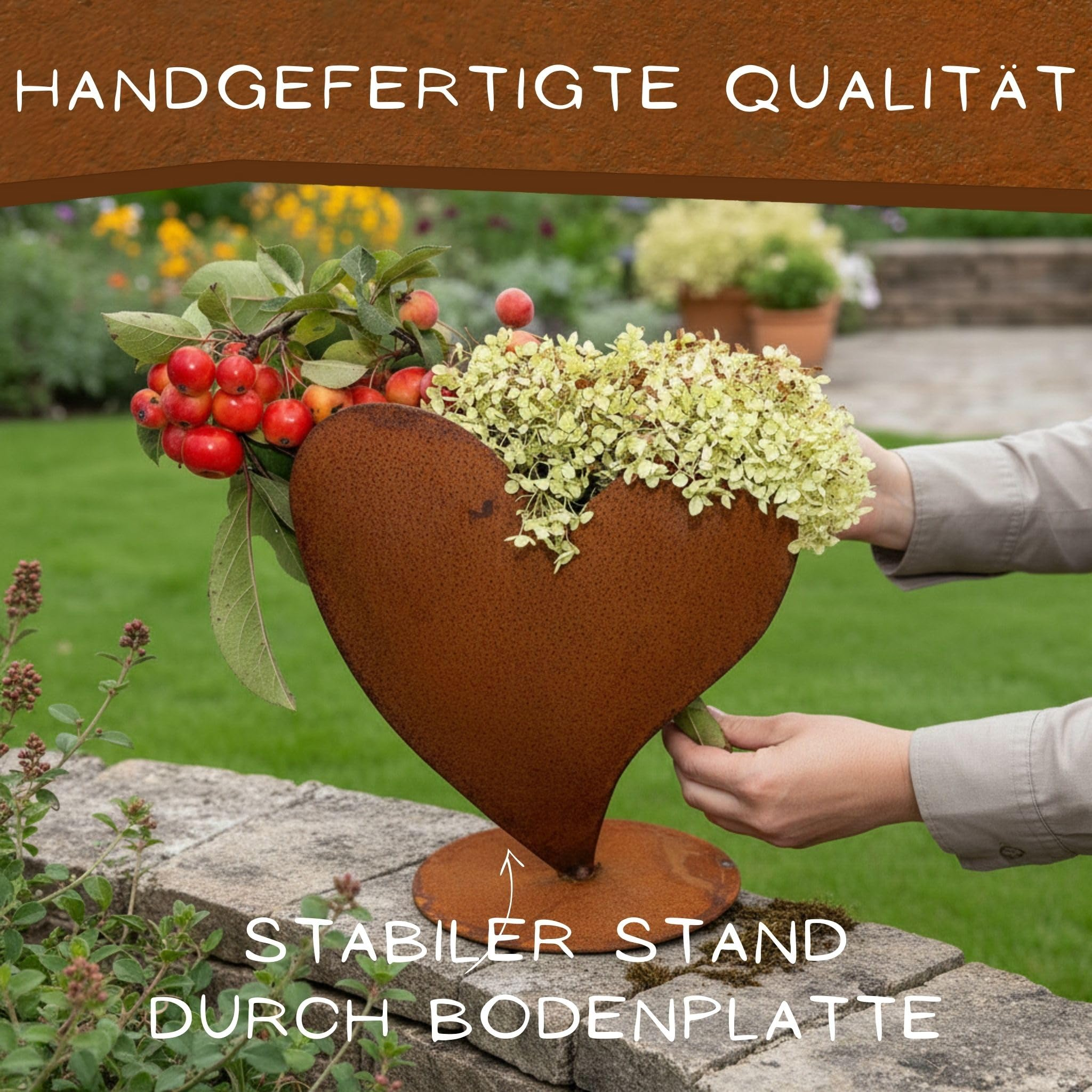 ROSTI Cœur décoratif en acier Corten aspect noble 32 cm Décoration de jardin