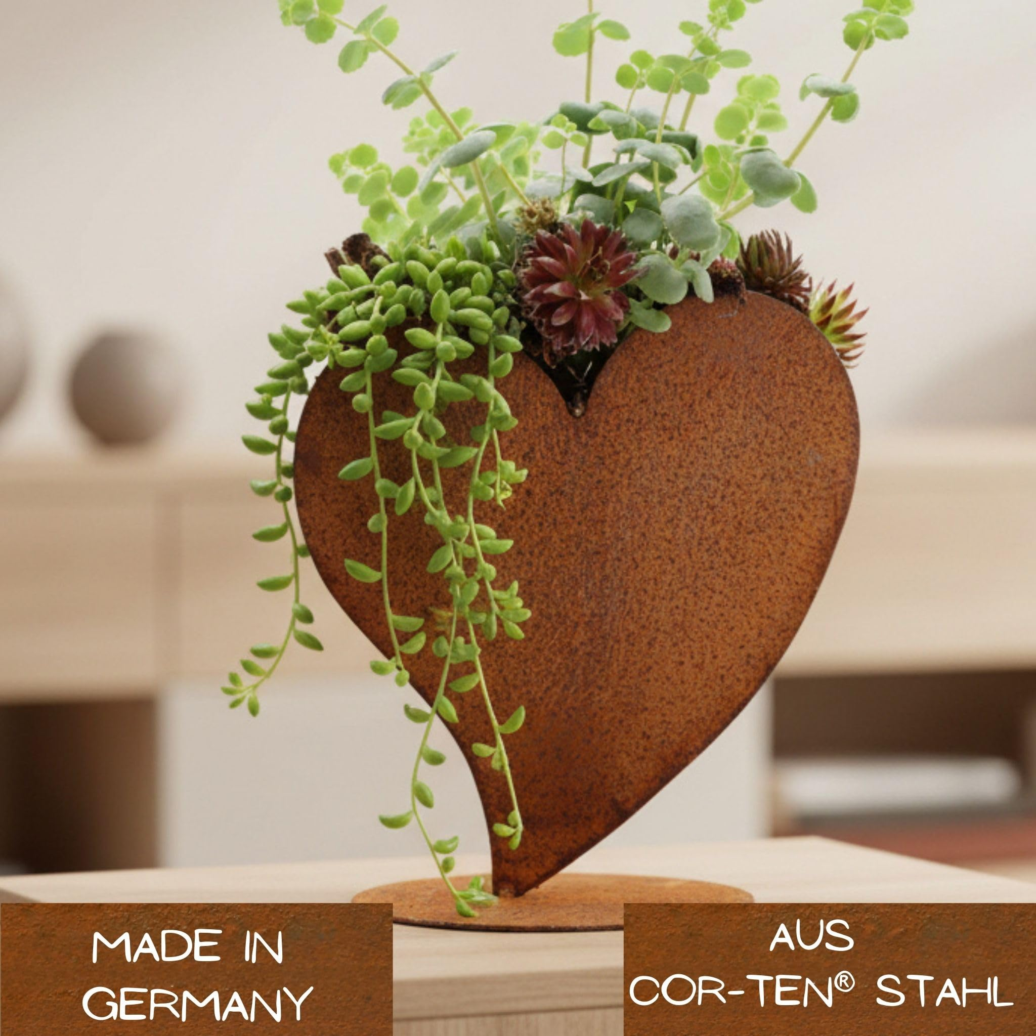 ROSTI Cœur décoratif en acier Corten aspect noble 32 cm Décoration de jardin