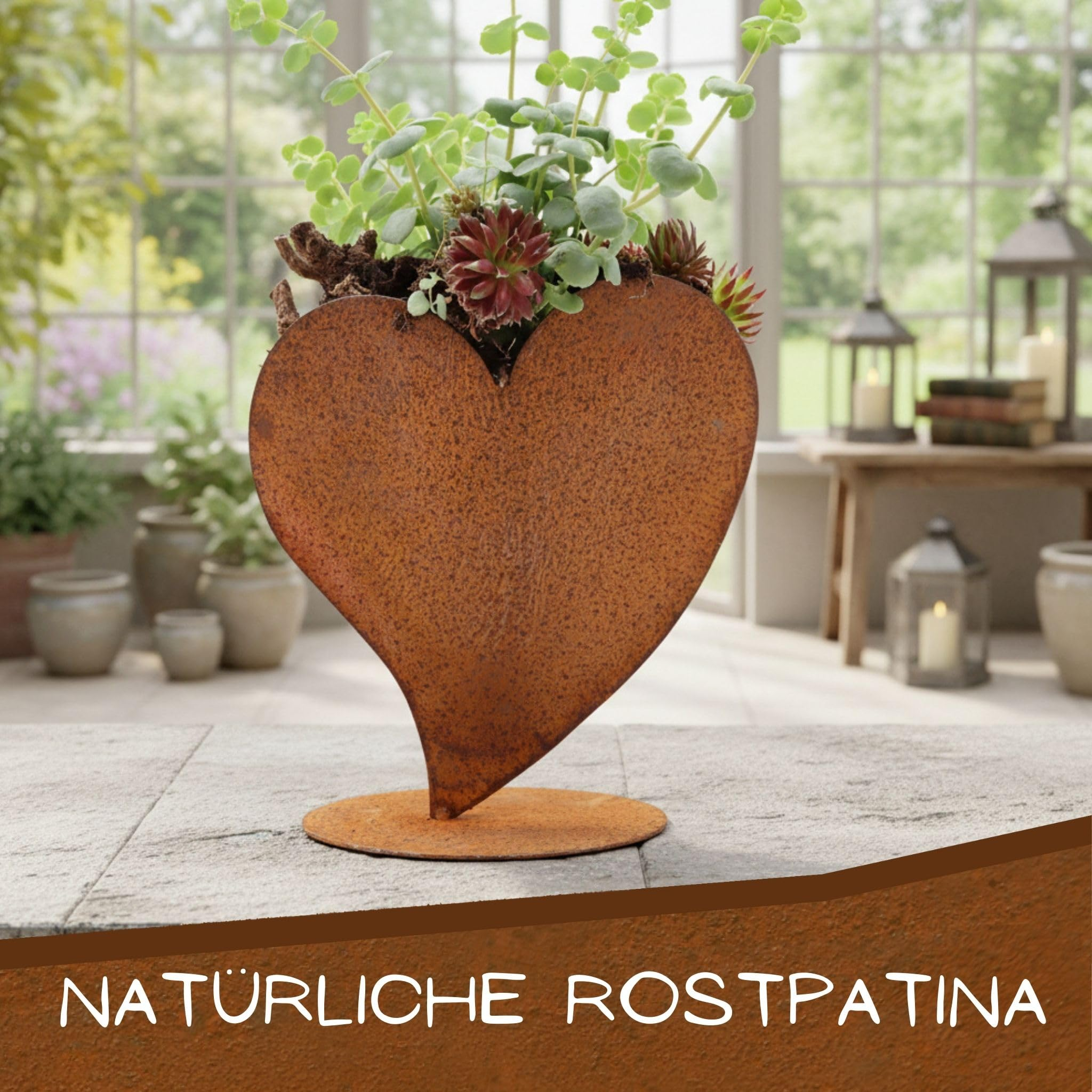 ROSTI Cœur décoratif en acier Corten aspect noble 32 cm Décoration de jardin