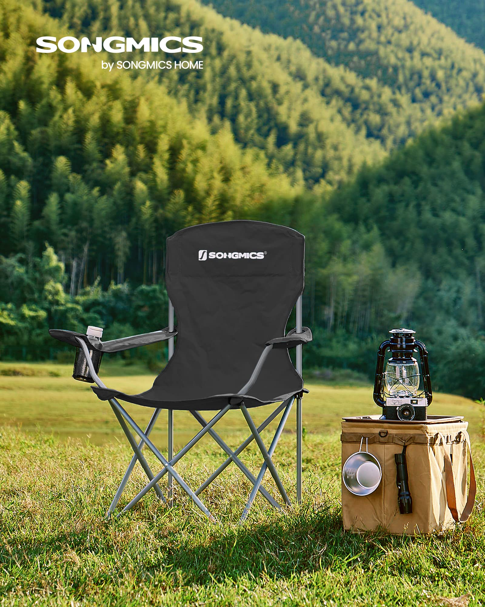 SONGMICS Lot de 2 chaises de pliables GCB08BK Chaise de camping