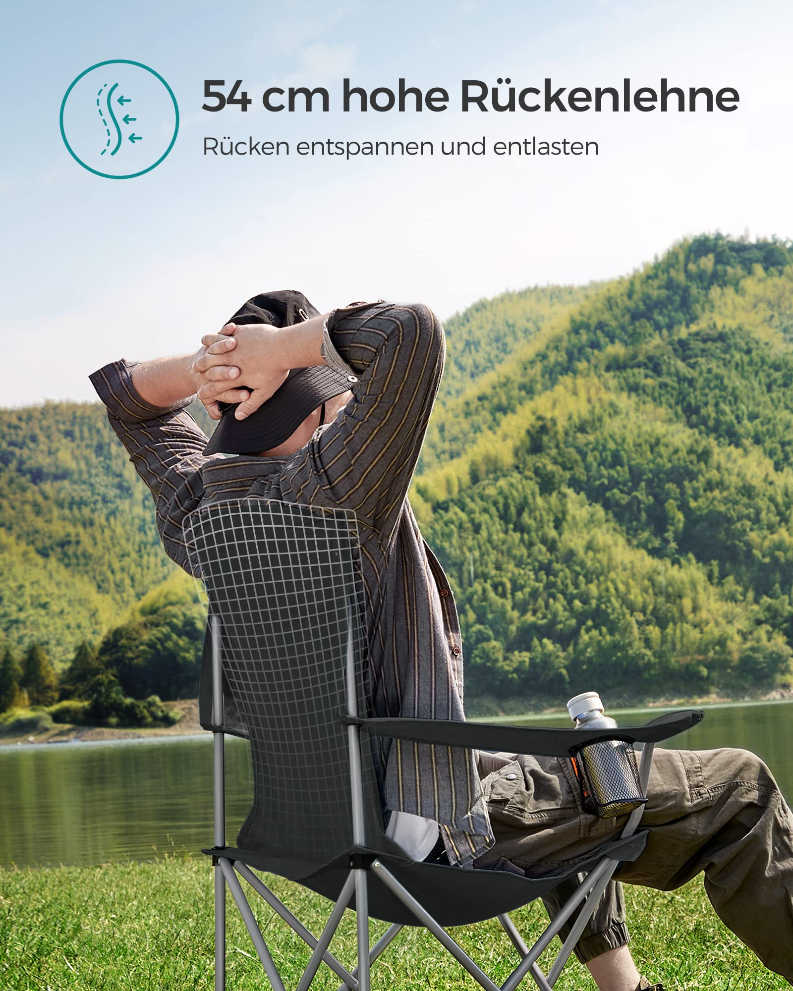 SONGMICS Lot de 2 chaises de pliables GCB08BK Chaise de camping
