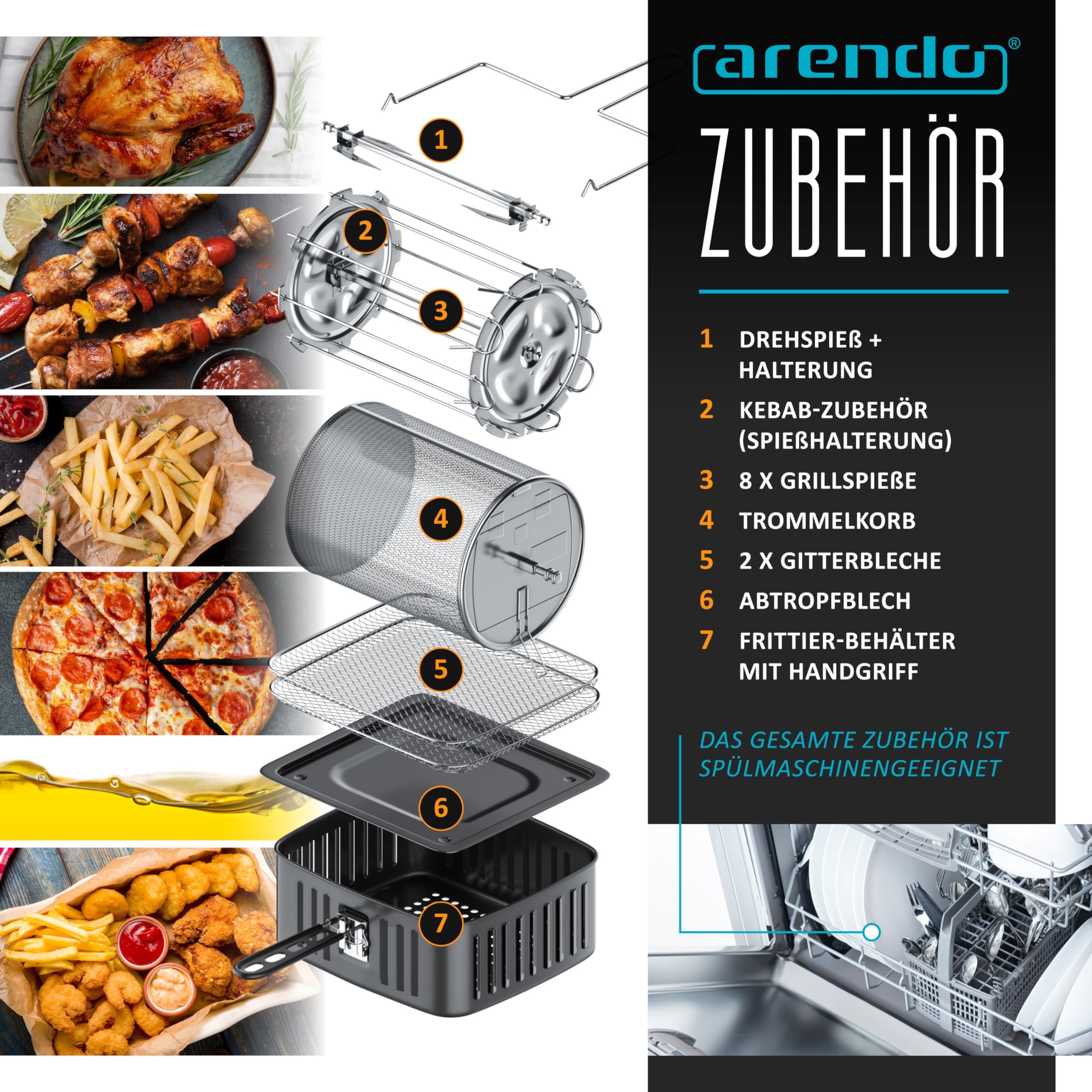 ARENDO FRY TIME multifonction XXL 12L Friteuse sans huile