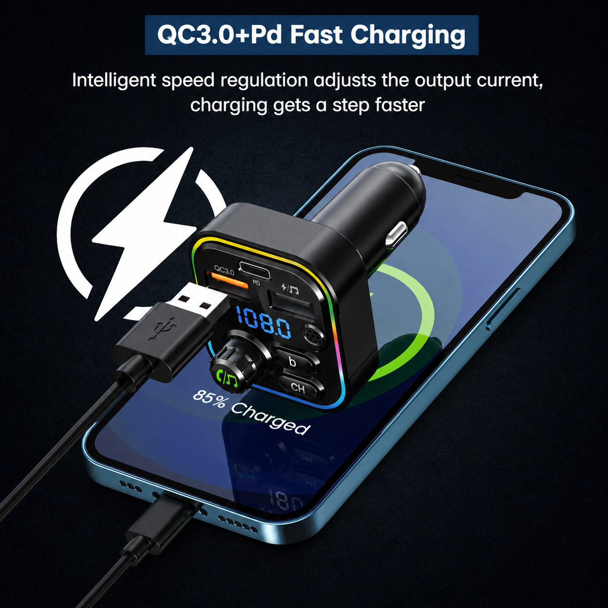 ELCOSTAR USB-A & USB-C Transmetteur FM