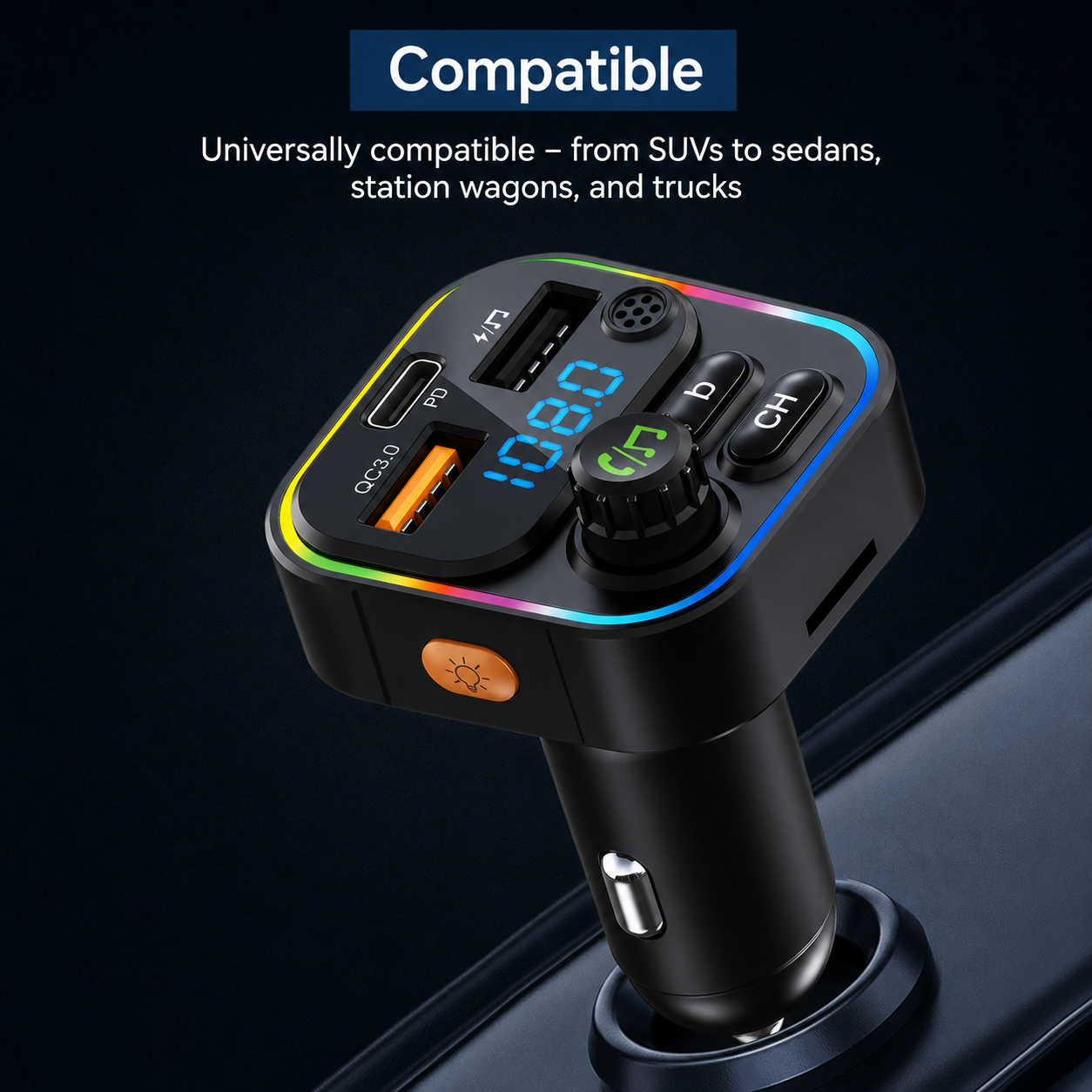 ELCOSTAR USB-A & USB-C Transmetteur FM