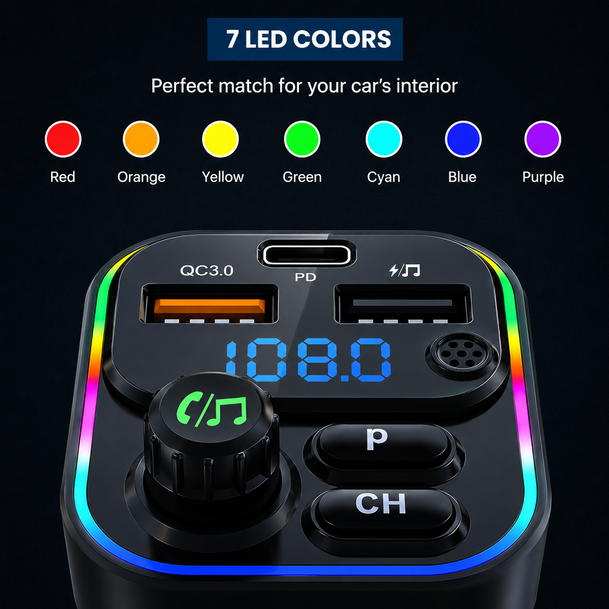 ELCOSTAR USB-A & USB-C Transmetteur FM