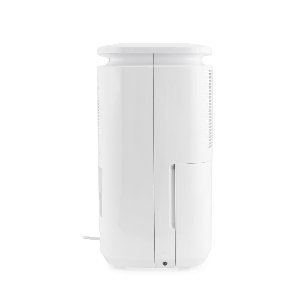 Un deumidificatore bianco su sfondo bianco.