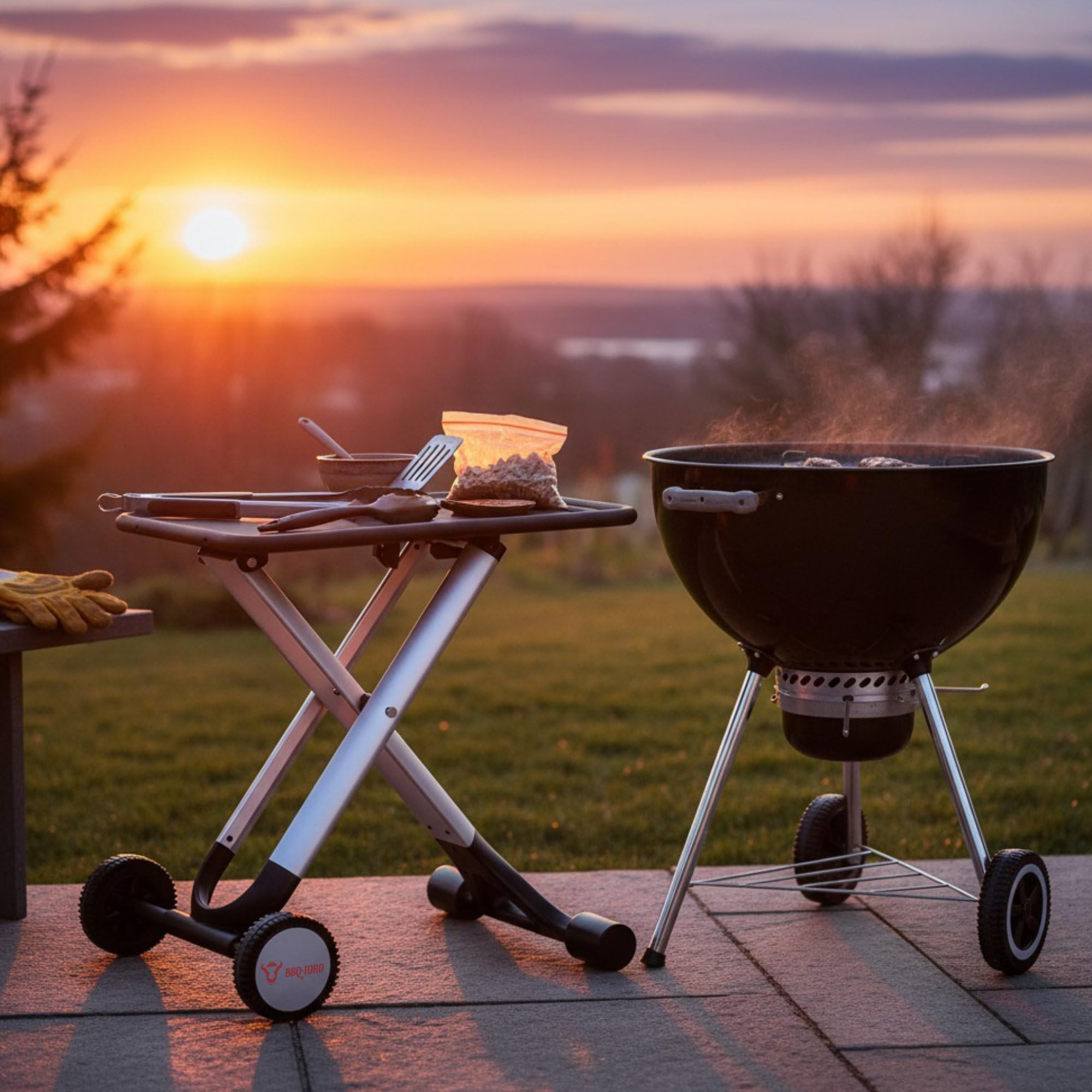 BBQ-TORO BQT2 Grillwagen, Schwarz / Silber