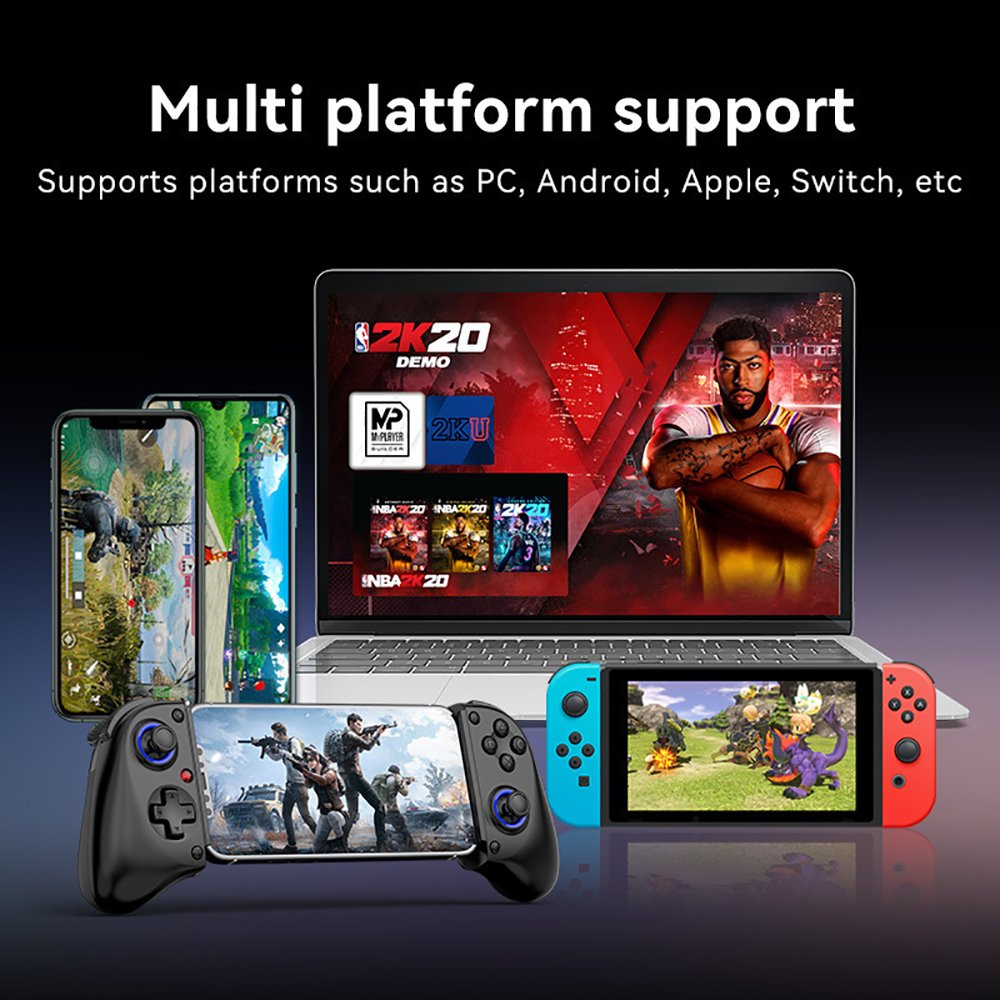 Multi-Plattform-Unterstützung für PC, Android, Apple und Switch mit verschiedenen Geräten.