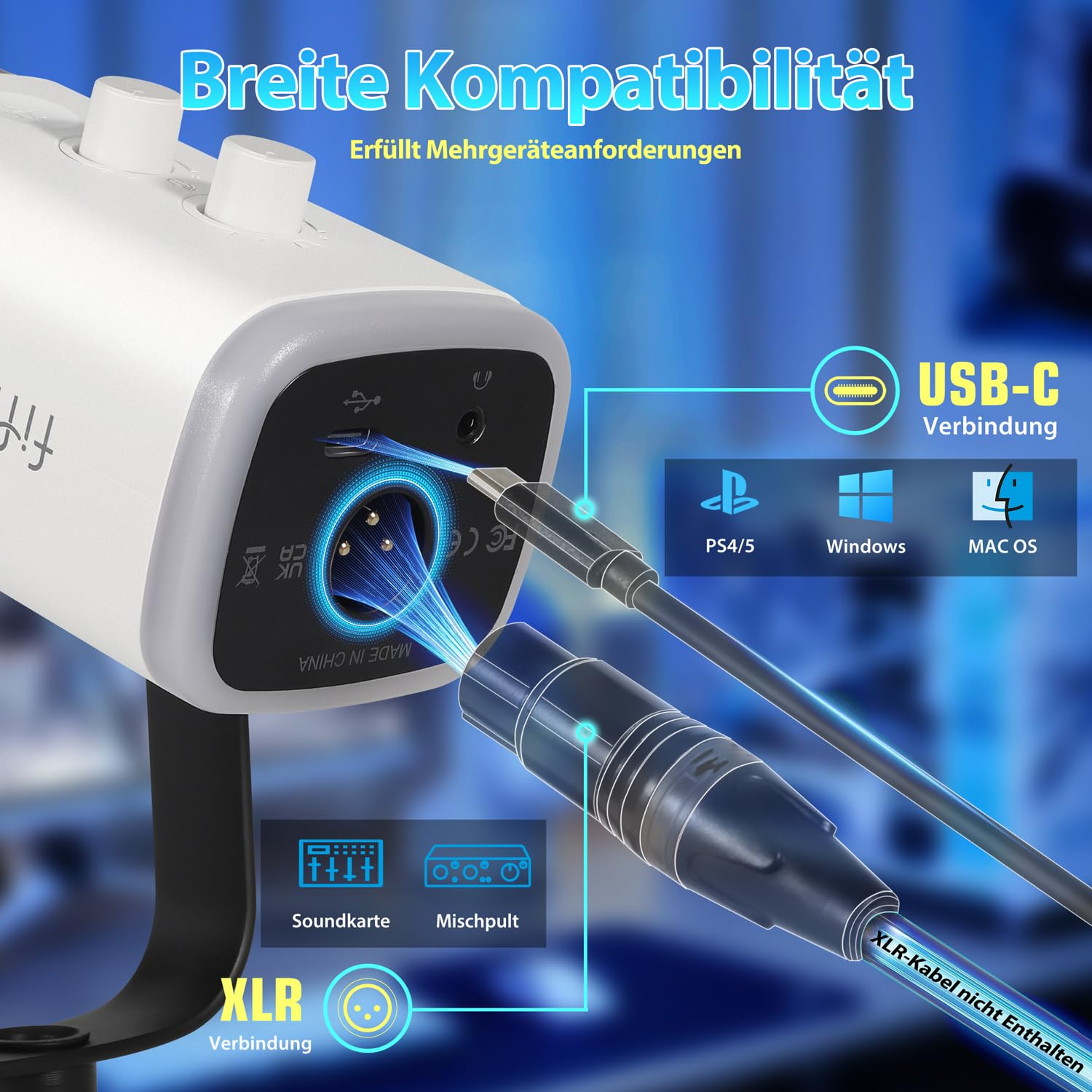 FIFINE MI13 Microphone, Blanc