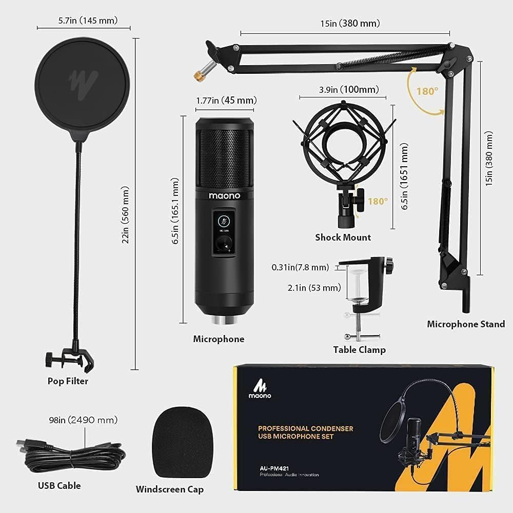 MAONO AU-PM421 Microphone, Noir