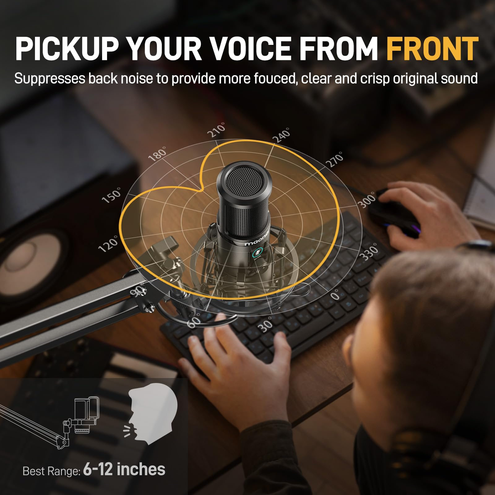MAONO AU-PM421 Microphone, Noir