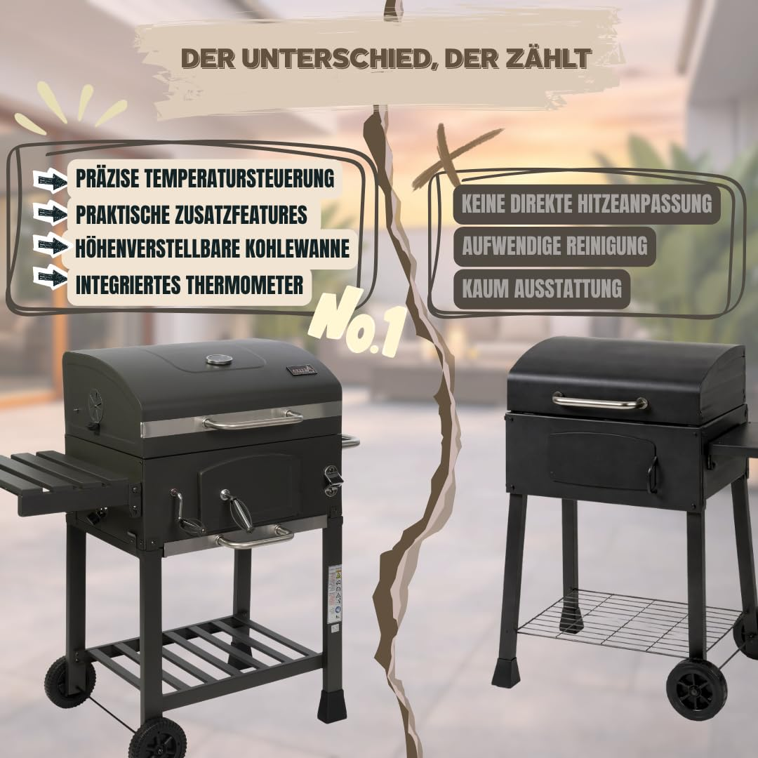 Comparaison de deux barbecues au charbon avec avantages et inconvénients.