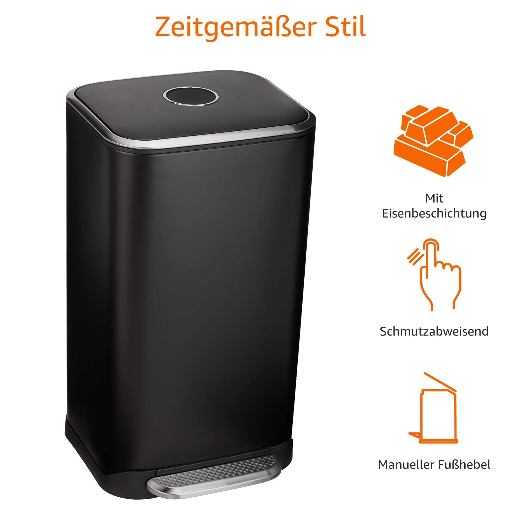 AMAZON BASICS Rechteckiger Treteimer 32 L Abfalleimer