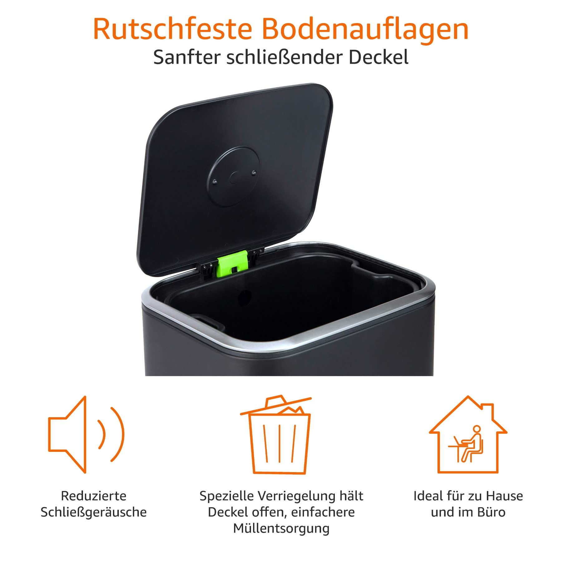 AMAZON BASICS Rechteckiger Treteimer 32 L Abfalleimer