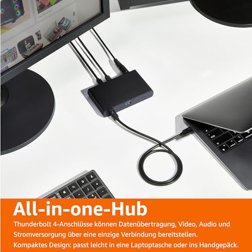 AMAZON BASICS Thunderbolt 4 Dual-Display Docking station, Nero