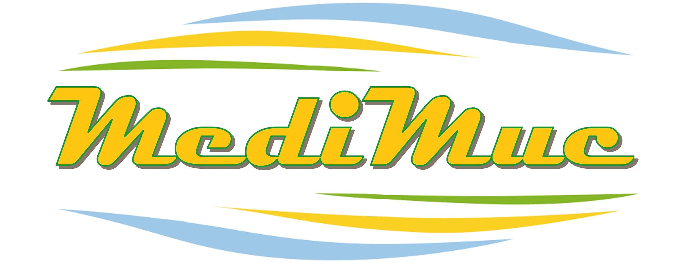 Das Logo zeigt das Wort MediMuc in Gelb mit grünem Umriss, eingerahmt von blauen, gelben und grünen Linien.
