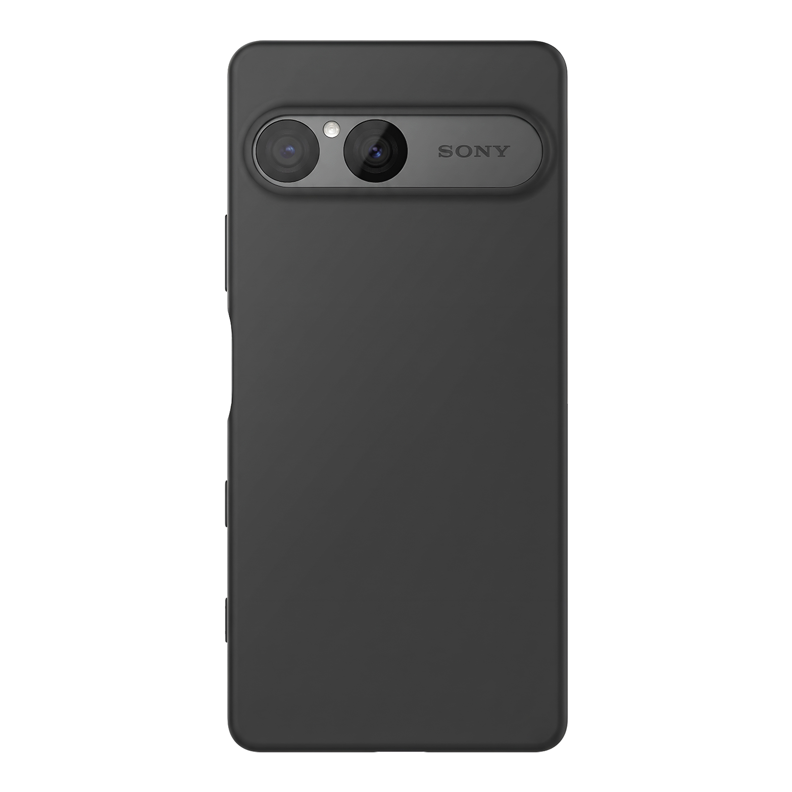 Rückseite eines schwarzen Sony-Smartphones mit zwei Kameras und dem Sony-Logo im Kameramodul.
