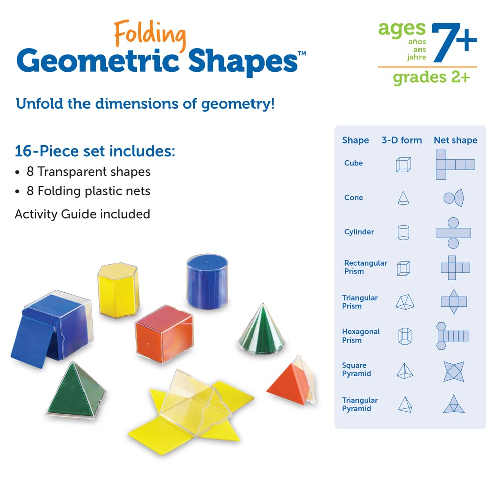 LEARNING RESOURCES Forme geometriche pieghevoli, set da 16 pezzi Gioco educativo, Multicolore