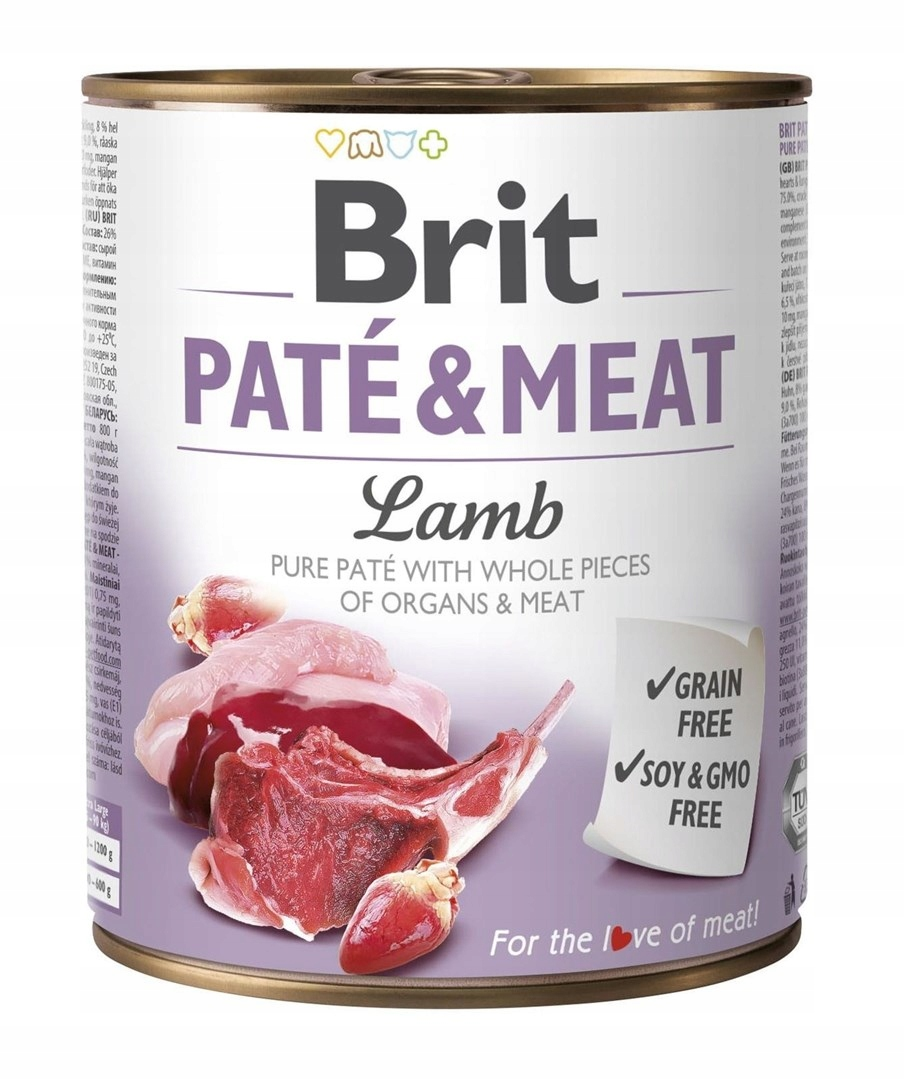 Puszka karma dla psa Brit Paté & Meat Jagnięcina z mięsem i podrobami, bezzbożowa.