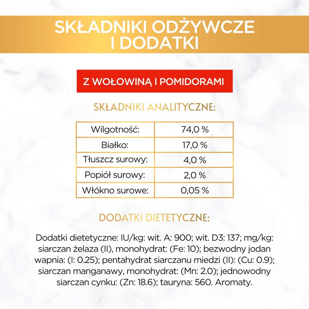 Tabela wartości odżywczych ze składnikami na białym tle marmurowym.