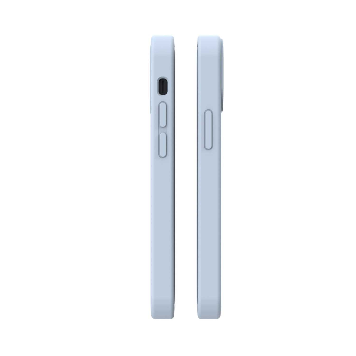 Dwa szare etui na smartfon pokazujące widoki z boku z przyciskami.