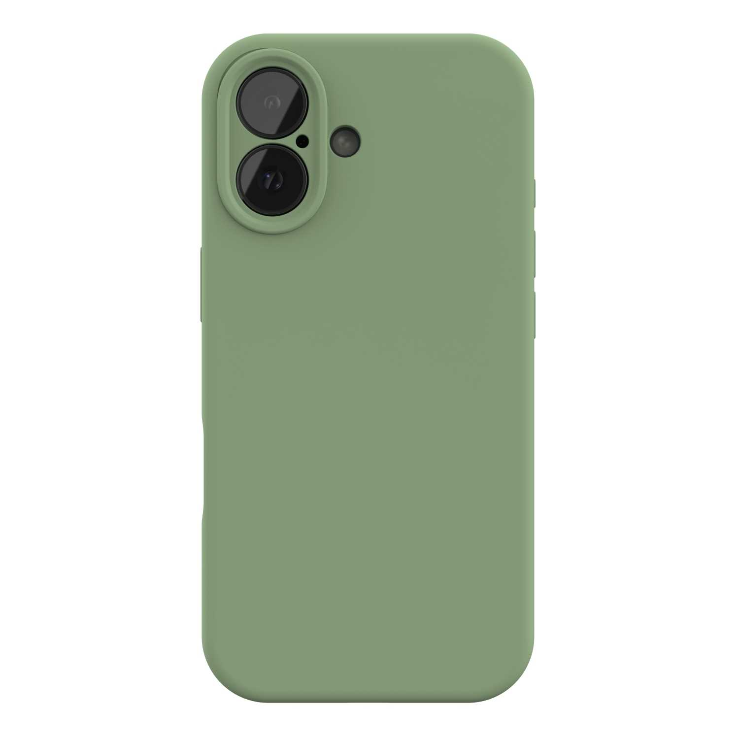 Matowe zielone etui na smartfon z okrągłym wycięciem na aparat.