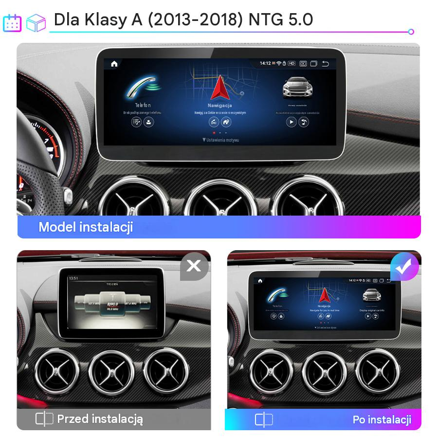 Deska rozdzielcza Mercedesa klasy A z nowym ekranem multimedialnym.