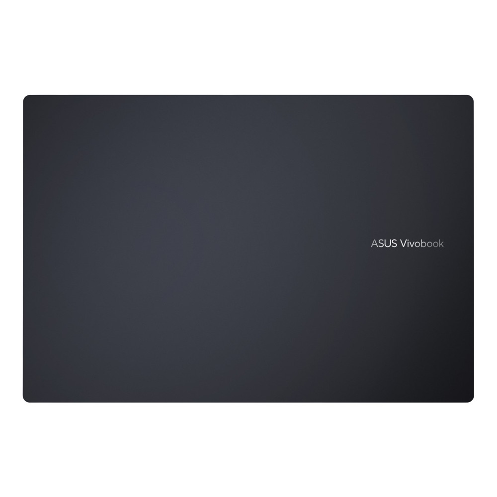 Ciemnoszara pokrywa laptopa Asus Vivobook z białym logo po prawej stronie.