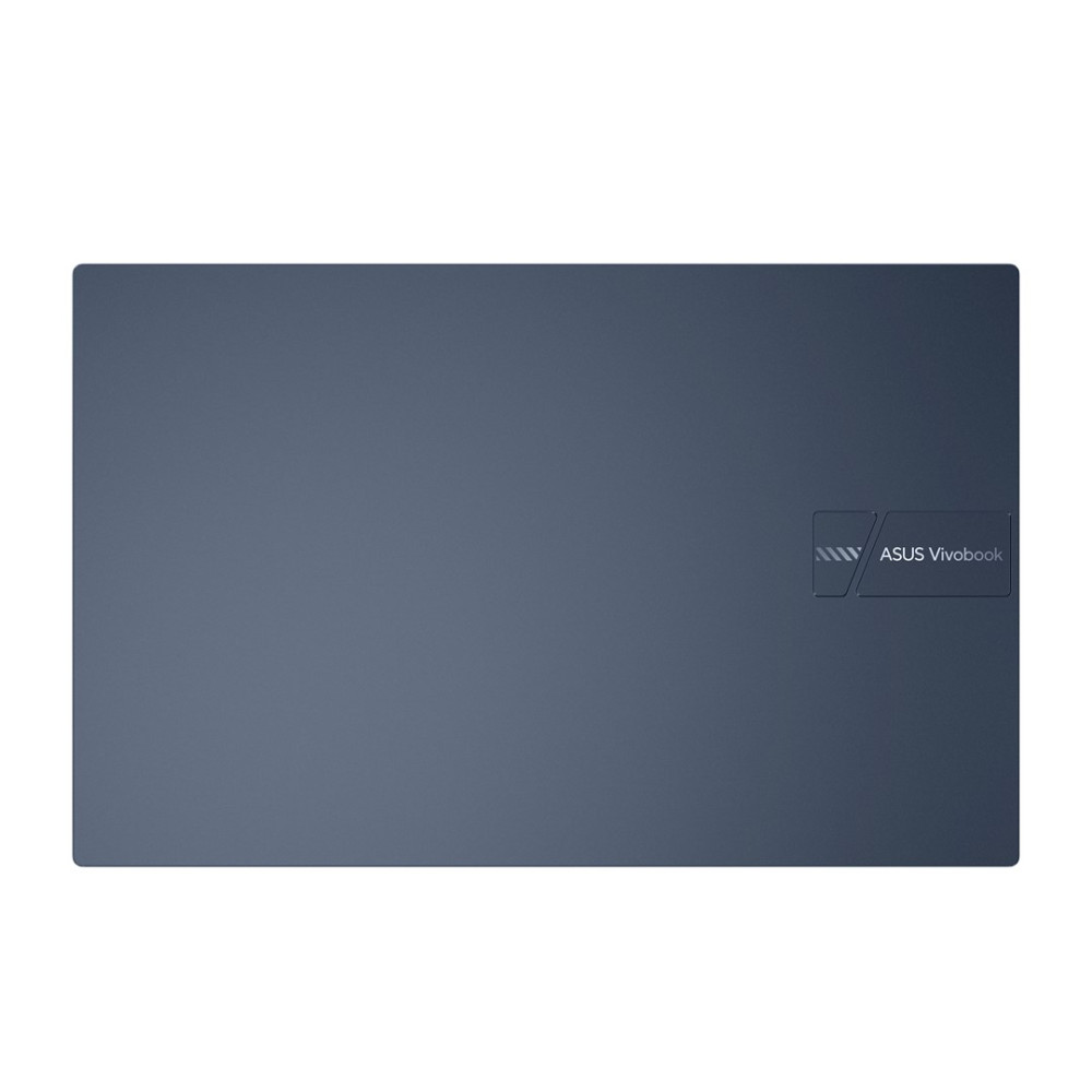 Ciemnoniebieski laptop Asus Vivobook zamknięty na białym tle.