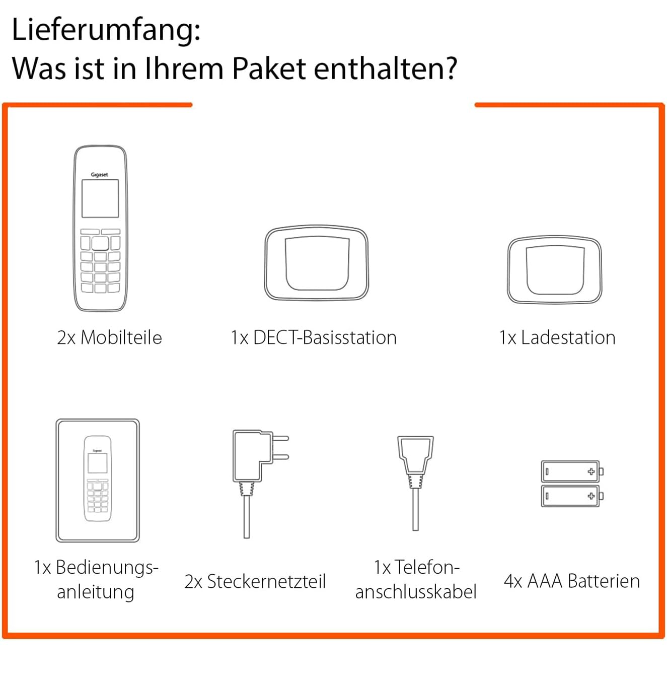 Contenuto della confezione: 2 portatili, 1 base, 1 caricatore, manuale, 2 alimentatori, 1 cavo, 4 batterie.