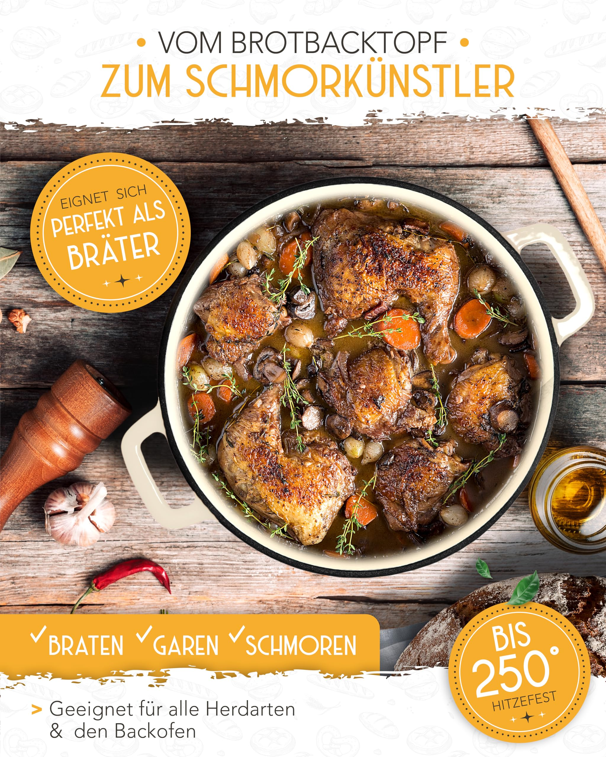 KRUSTENZAUBER ghisa smaltata con coperchio 26 cm Casseruola 