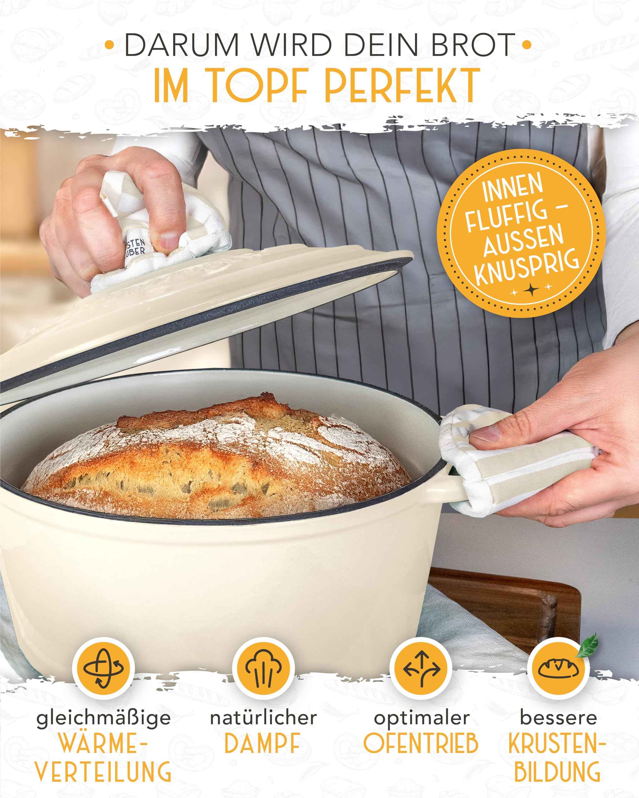 KRUSTENZAUBER ghisa smaltata con coperchio 26 cm Casseruola 