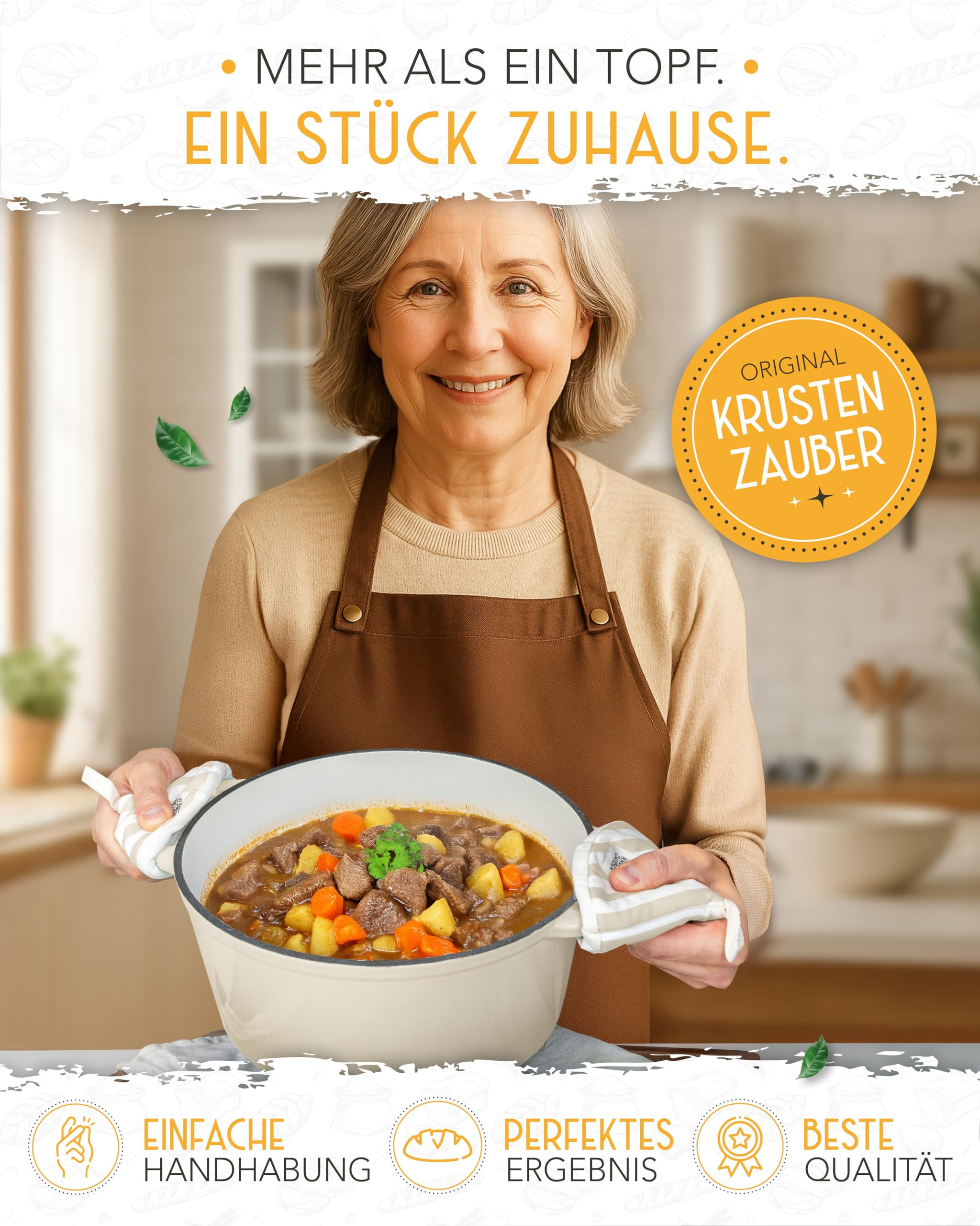 KRUSTENZAUBER ghisa smaltata con coperchio 26 cm Casseruola 
